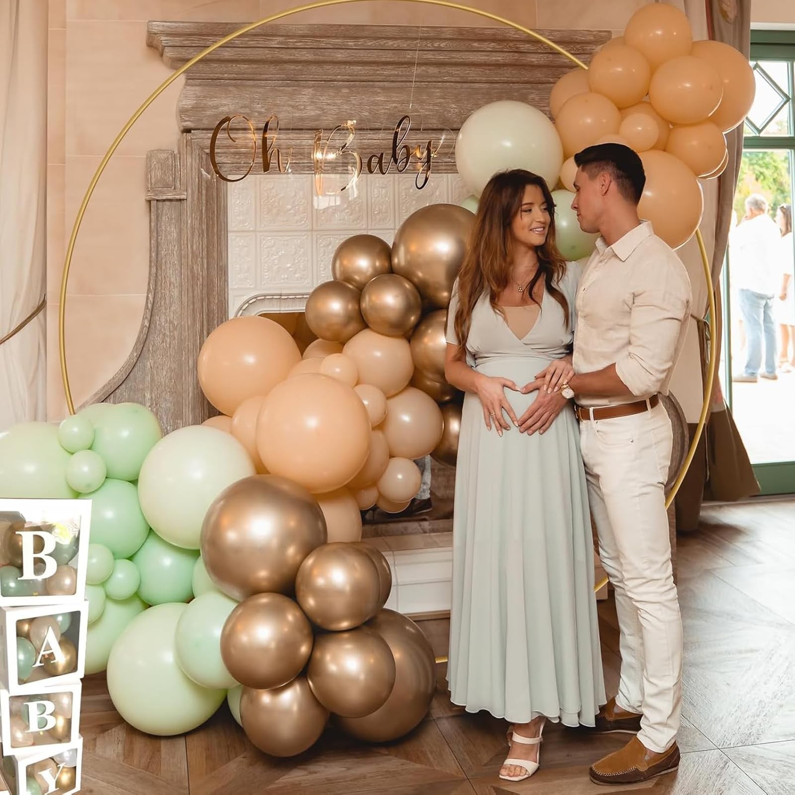 8FT Round Arch Backdrop Stand, Gold Circle Balloon Arch Frame Stand Heavy Dut…