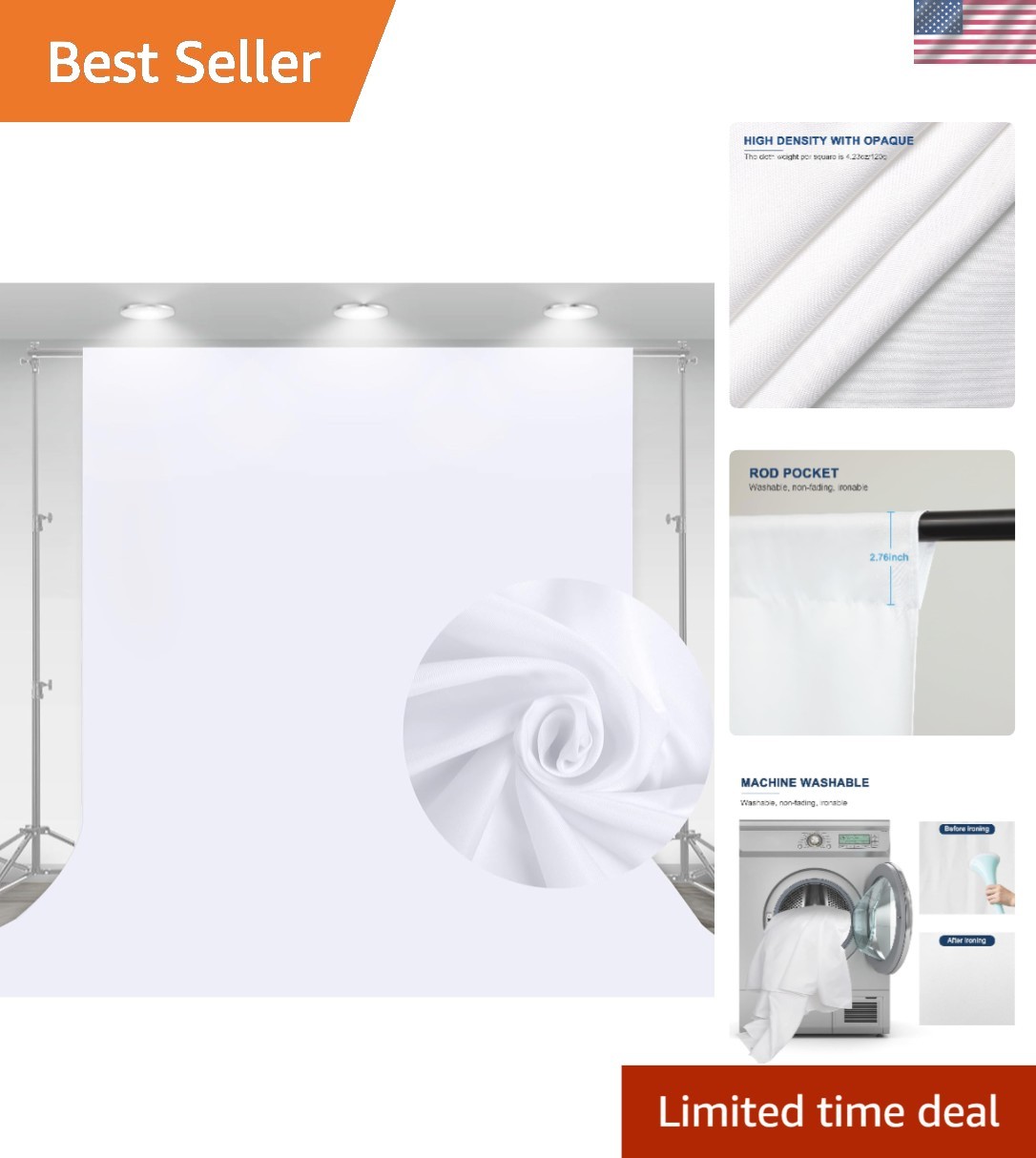 Elevate Your Shoots with 10×7 FT White Backdrop – Professional Quality Fabric