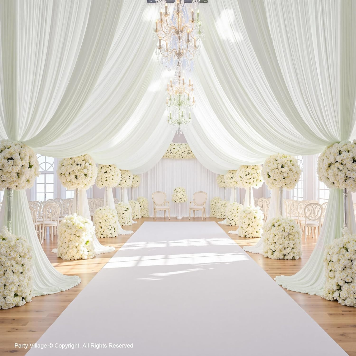 20Ft×12Ft Ivory Backdrop Curtain for Wedding Parties, 4 Panels Wrinkle Free Poly