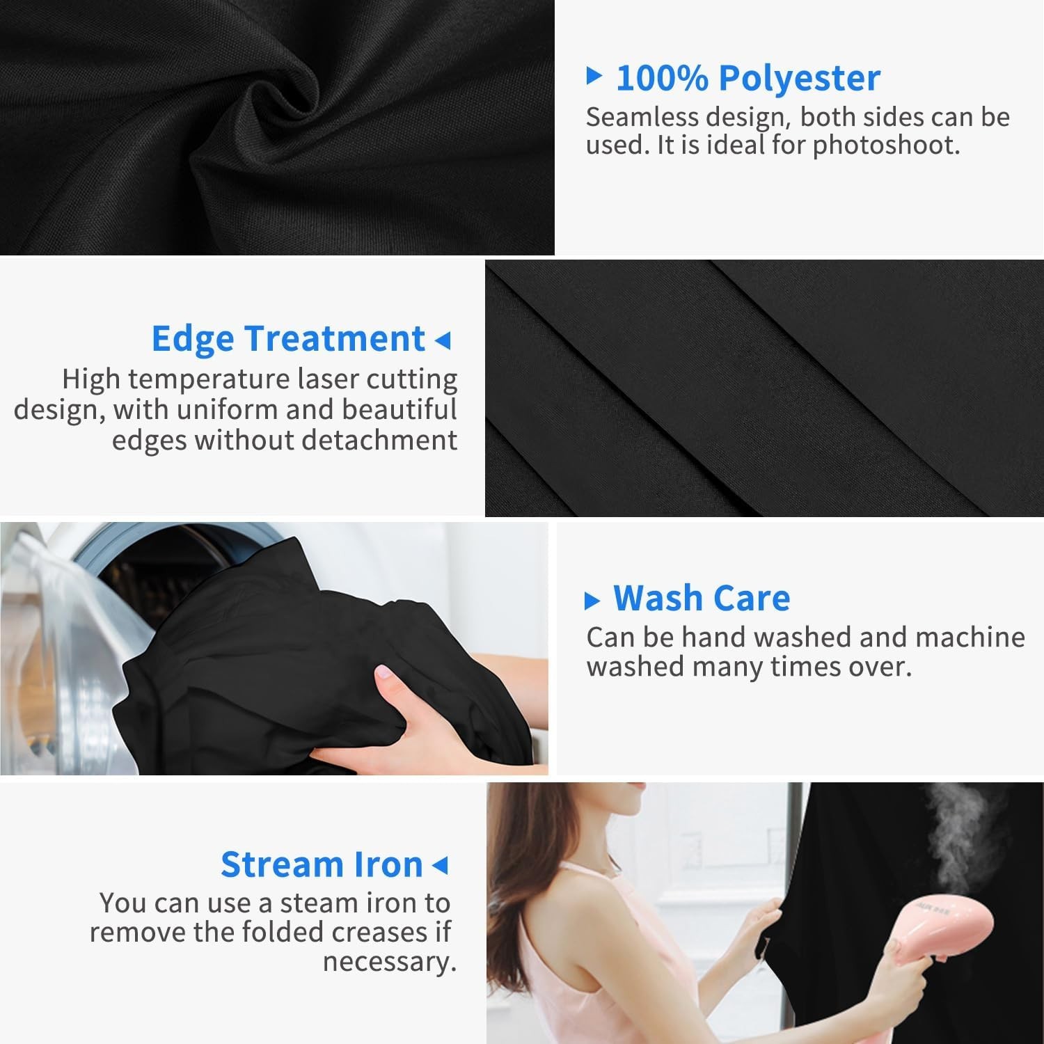 5×7 ft Black Photo Backdrop – Perfect for Professional Photography & Parties