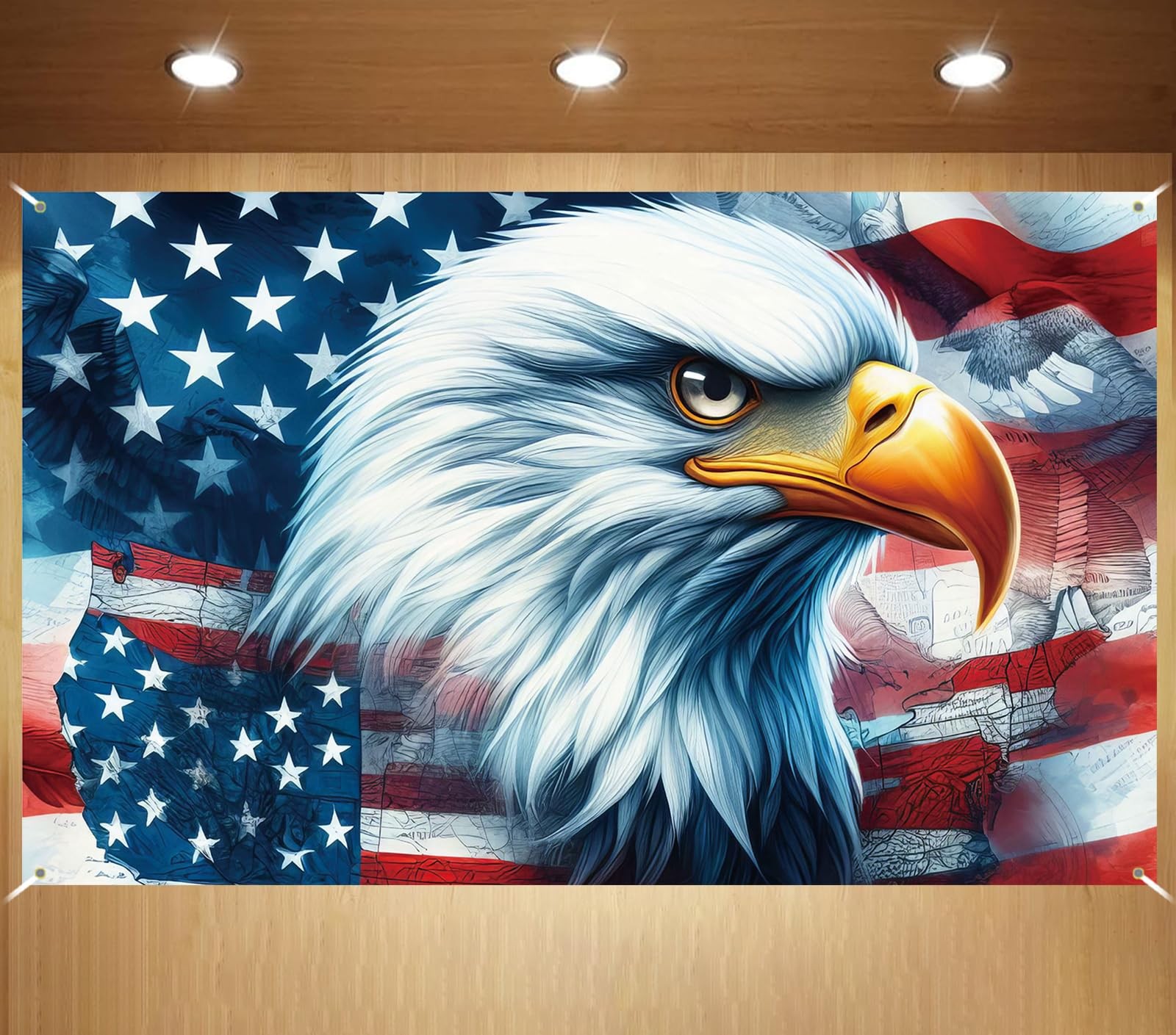 American Bald Eagle Flag Photo Backdrop Patriotic Banner 4th of July Memorial…