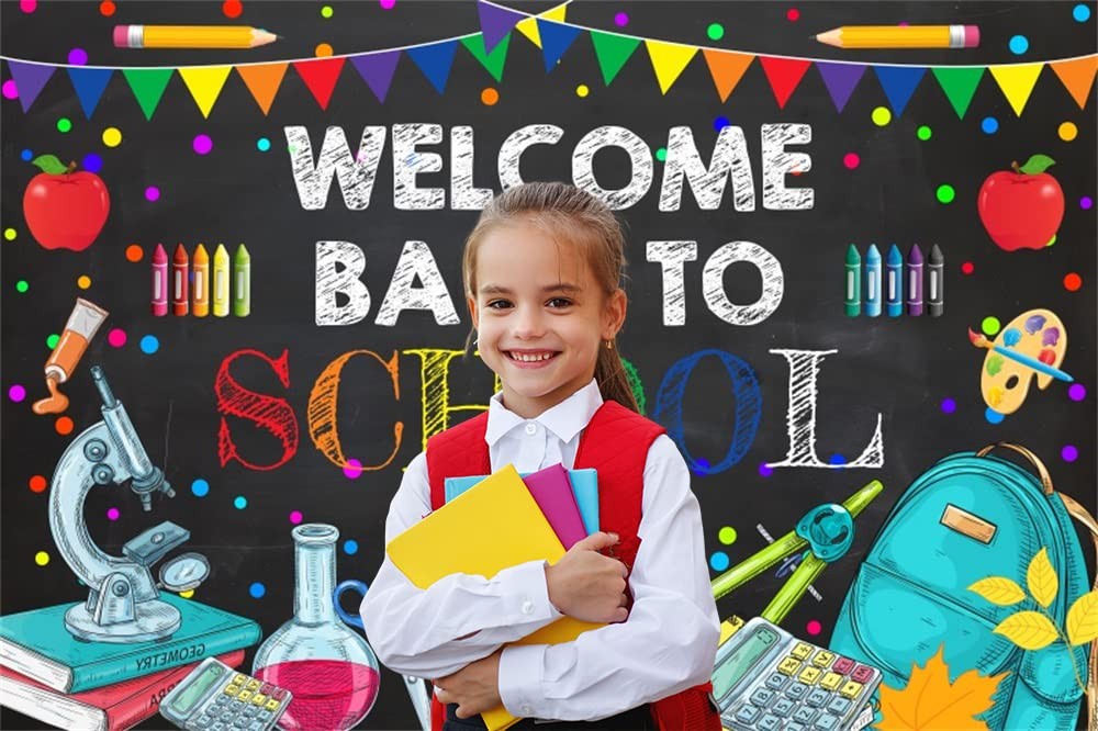 7x5ft Welcome Back to School Backdrop Colorful Teachers Students Online Teach…