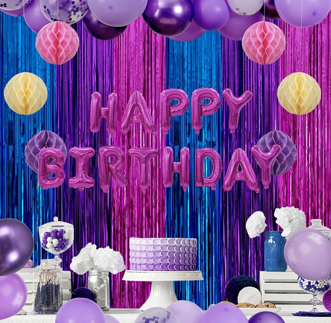 2 Pack 3.3×6.6ft Blue Purple 3.3ft x 6.6ft (1m x 2m), Hot Pink