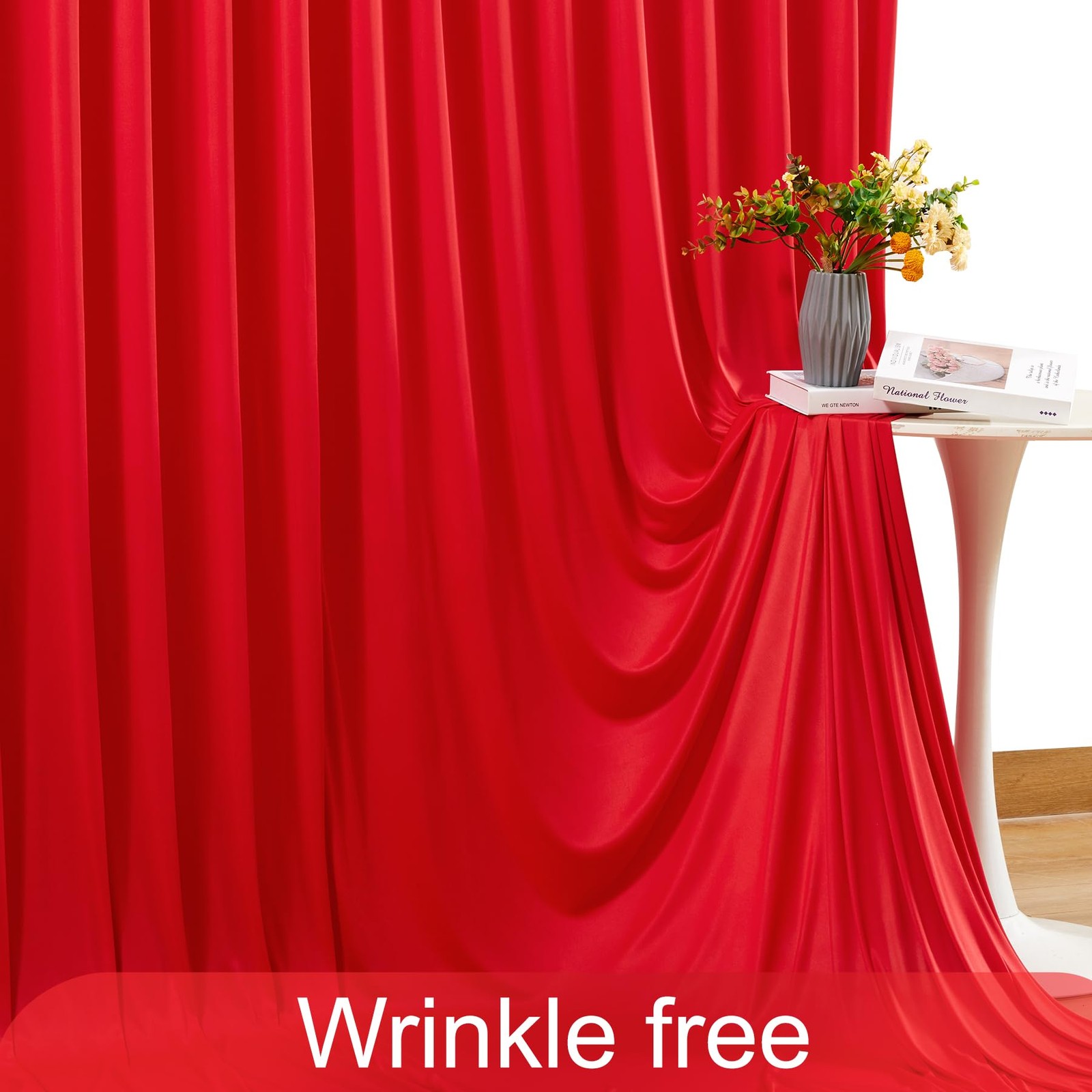 10x10FT Red Backdrop Curtain 2 Panels 5x10FT Wrinkle Free Photo Party Decor