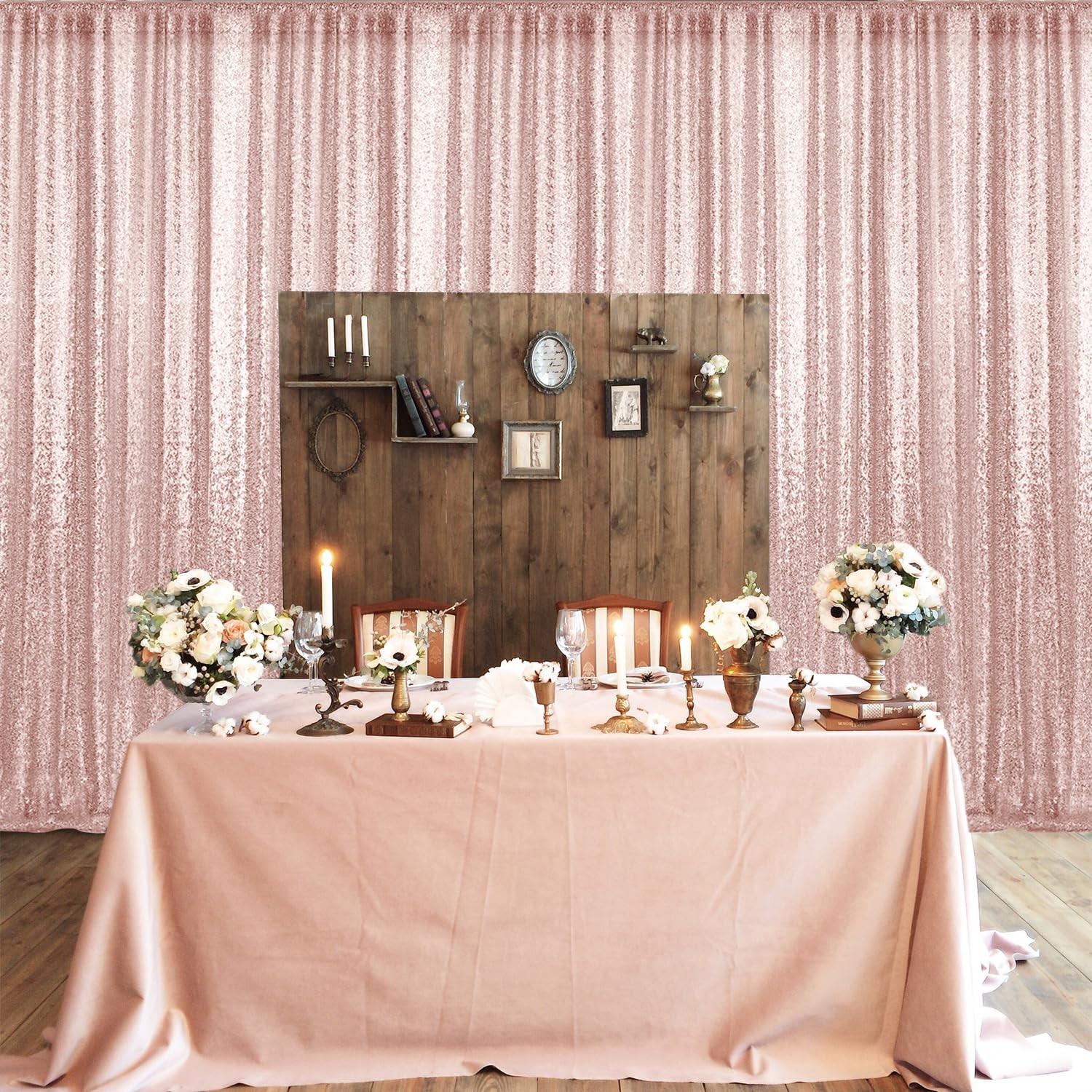 10x10FT Rose Gold Sequin Backdrop Curtain Photography Glitter Background