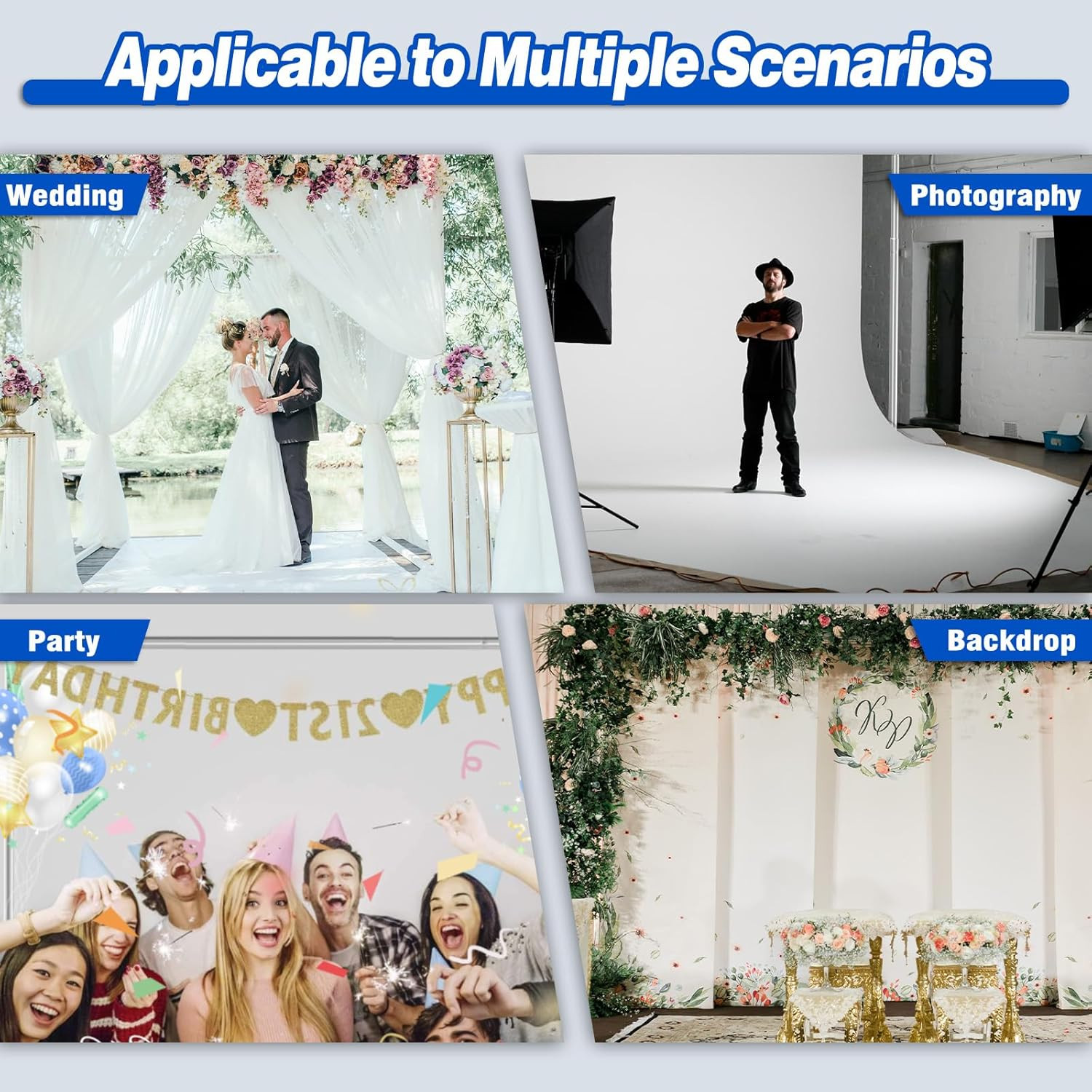 Pipe and Drape Backdrop Stand 10x10Ft Adjustable Heavy Duty Frame for Wedding