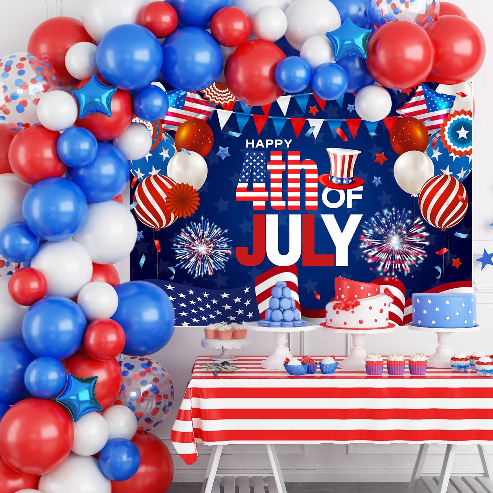 4th of July Backdrop 7x5ft – America 250th Anniversary Patriotic Independence Da