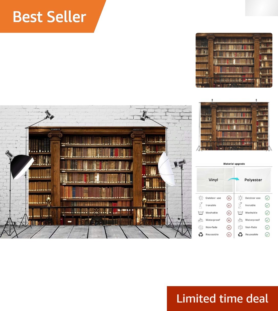 Stylish 5x3ft Antique Book Backdrop – Perfect for Events, Parties & Photos