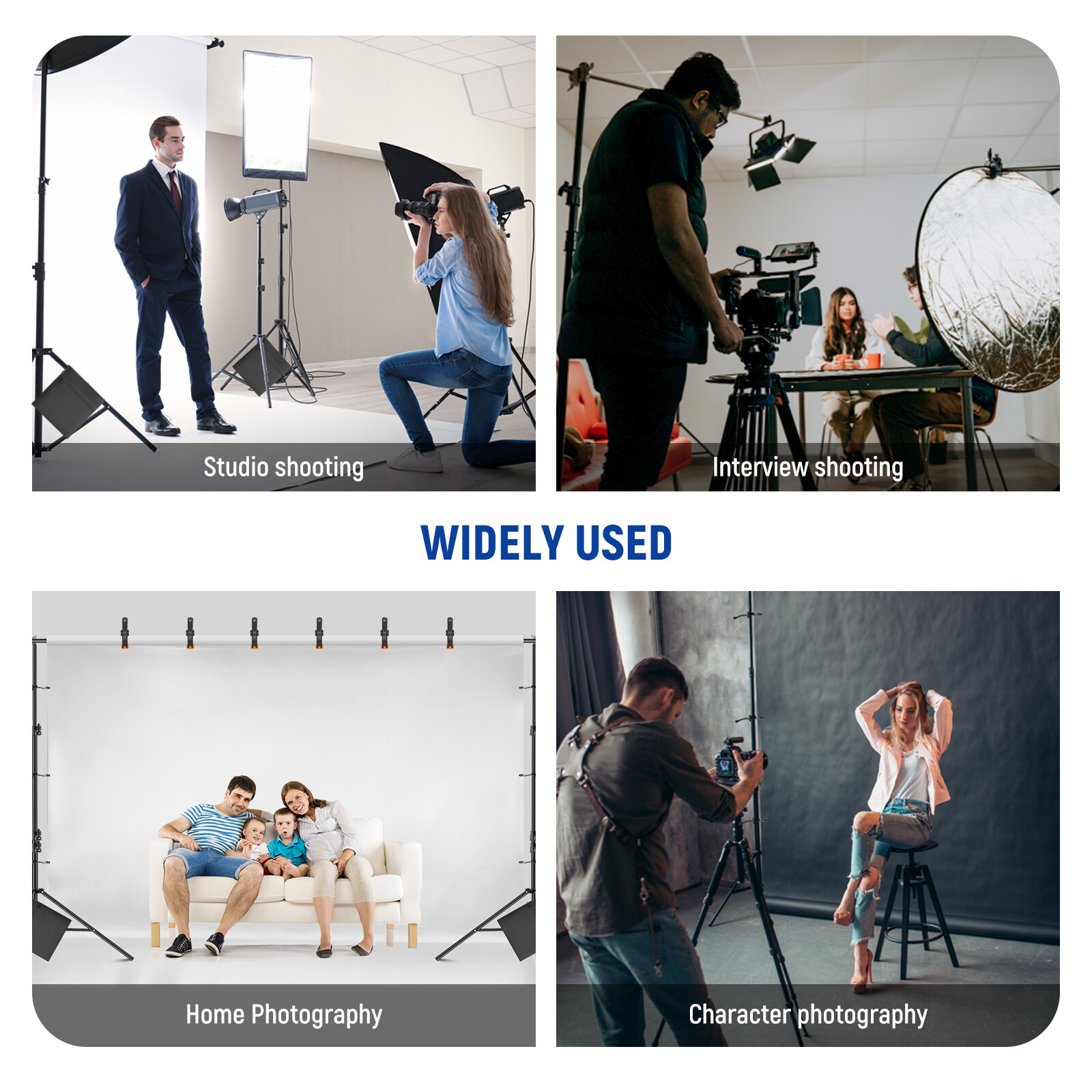 NEEWER 8.5x10ft Adjustable Backdrop Stand Kit with 4 Crossbars, 6 Spring Clamps