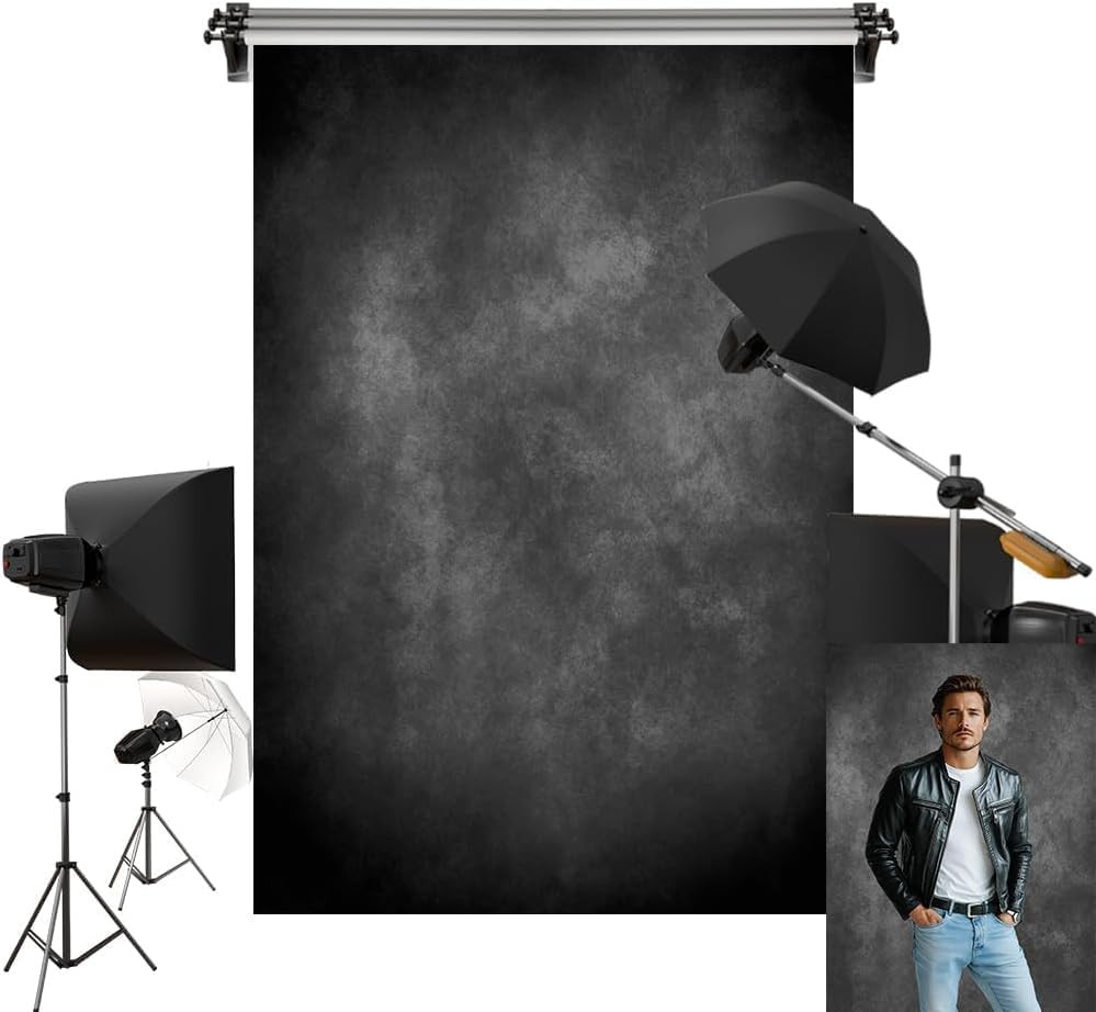 5X7Ft/1.5X2.2M Dark Backdrop Black Abtract Texture Portrait Photo Backgrounds Ph