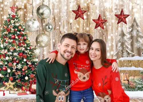 7x5Ft Christmas Backdrops for Photography Winter Snow Backdrop Rustic 7x5ft