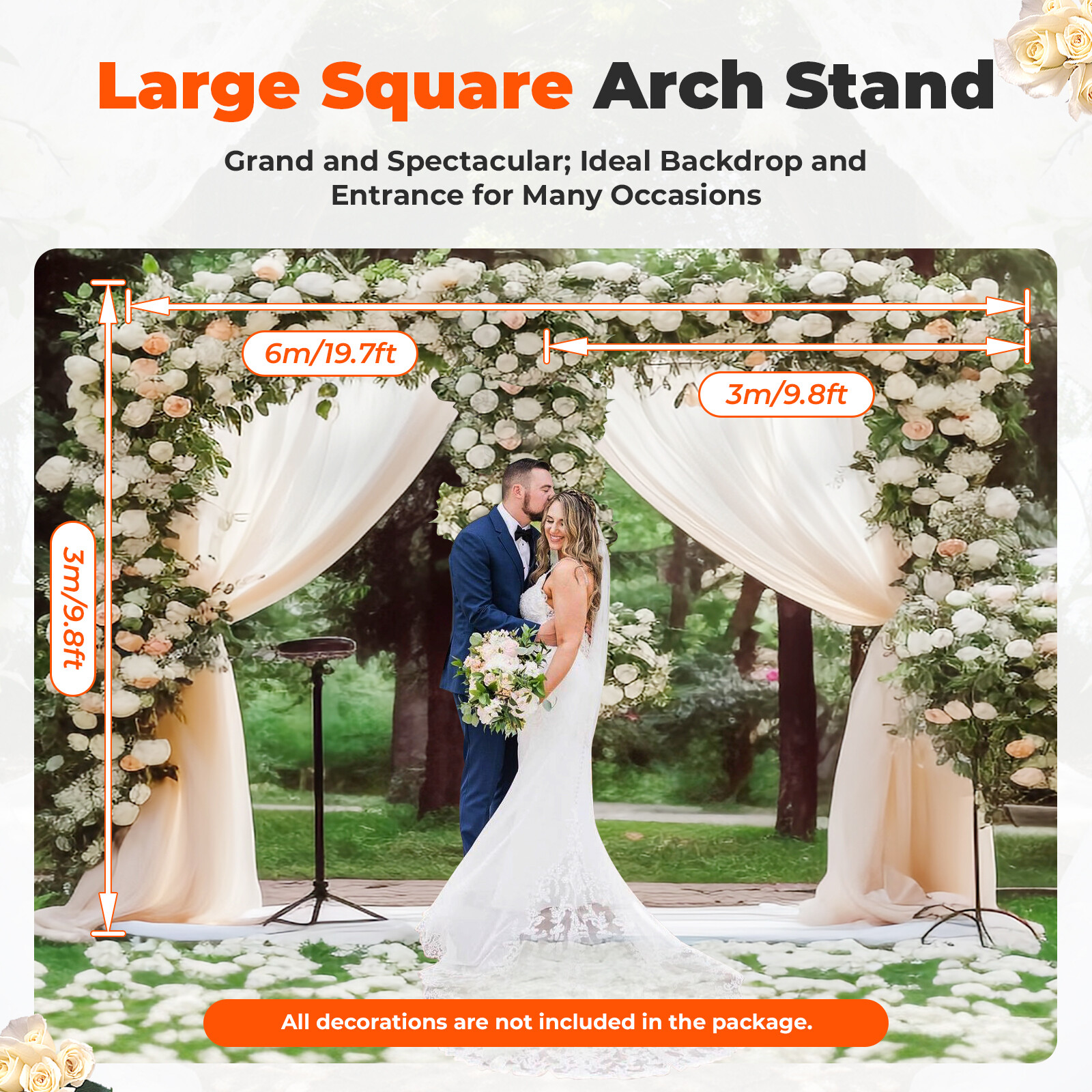 3x6m Wedding Arch Backdrop Stand Iron Square Wedding Flower Display Frame Decor