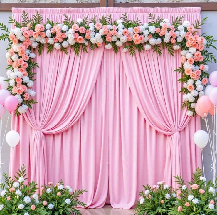 10×10 Pink Backdrop Curtain for Parties Wedding Wrinkle Free 5ftX10ft 2 Panels