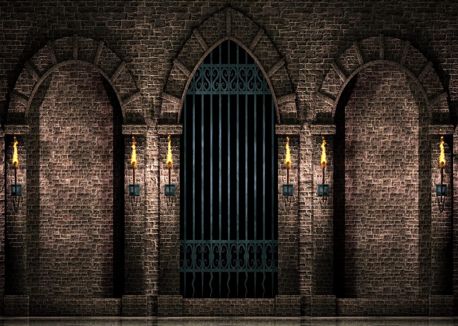 7X5Ft Fabric Gothic Castle Photography Backdrop Ancient Stone Wall