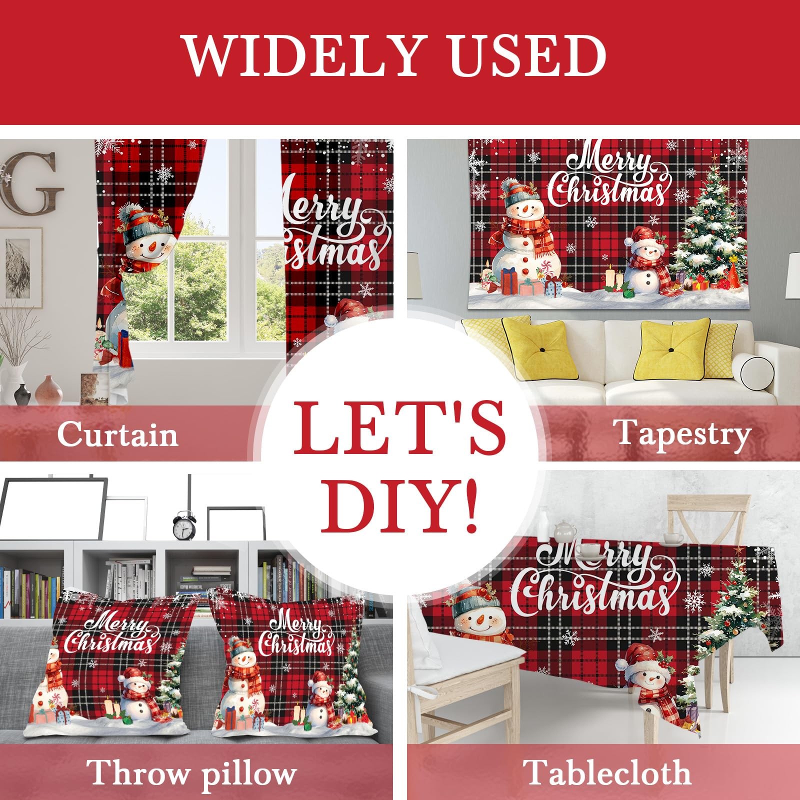 7×5 FT Merry Christmas Backdrop Red Black Buffalo Plaid Photography