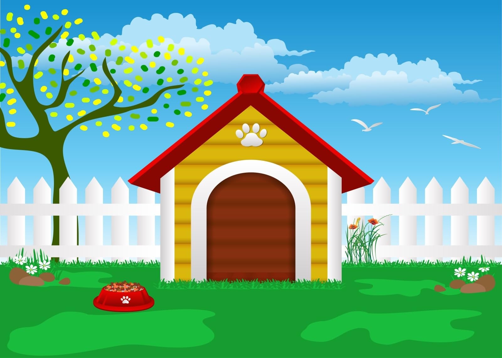 7x5ft Fabric Cartoon Pets House Backdrop Doghouse Puppy Dog Cat Party Decorat…