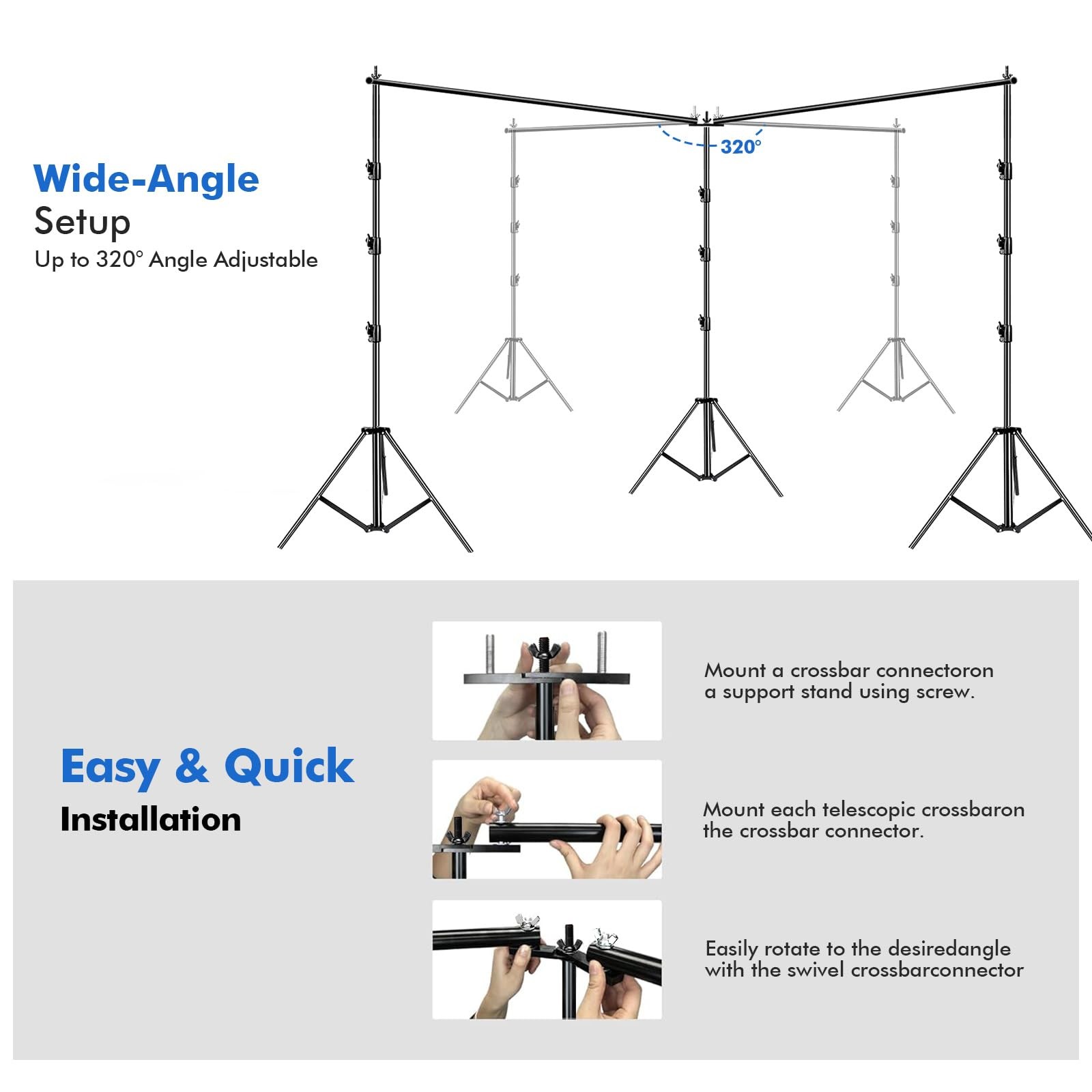 Photo Video Studio 20ft (Wide) x 10ft (Tall) Heavy Duty Adjustable Width & Le…