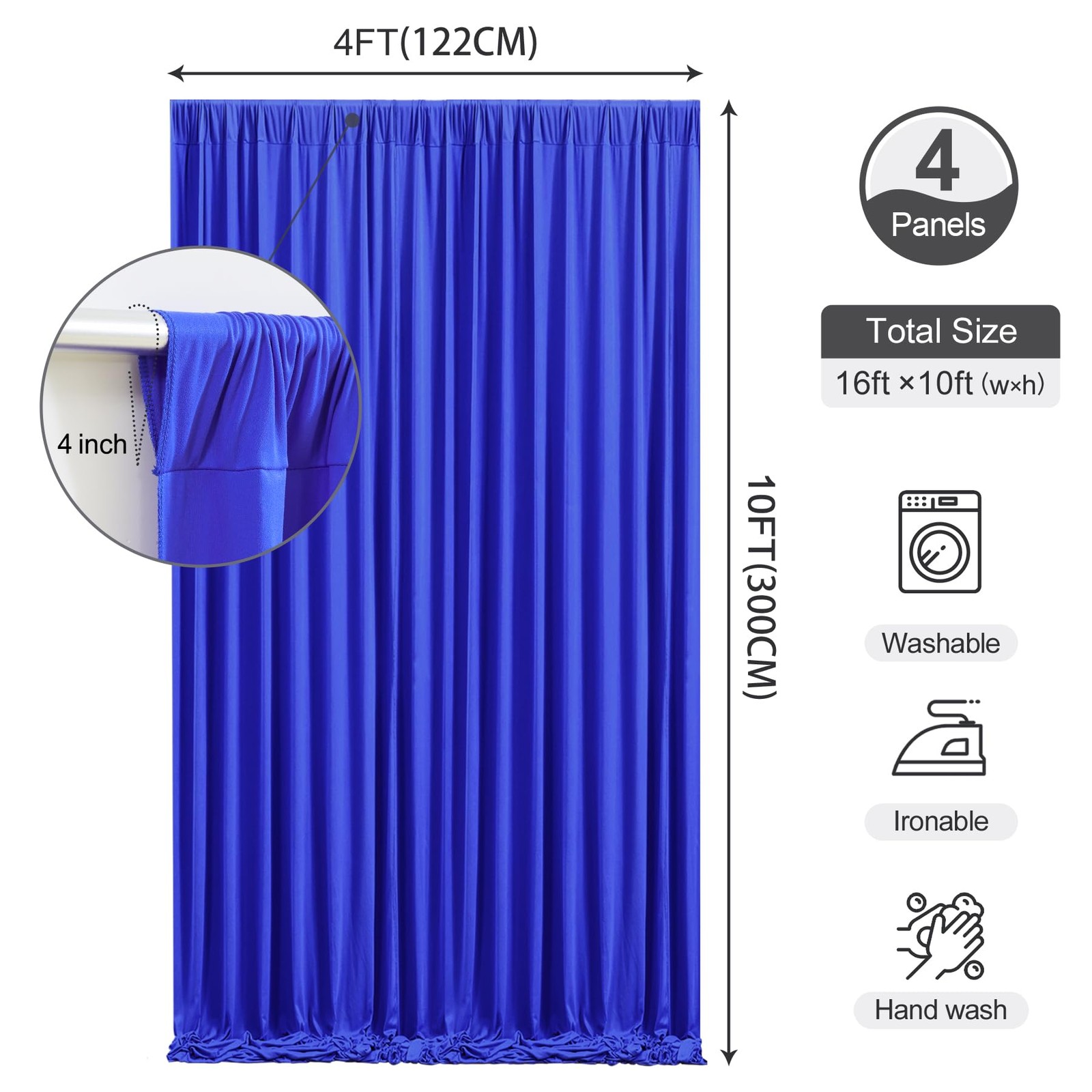 16 x 10ft Royal Blue Backdrop Curtains 4 Panels for Graduations Retirement Ph…