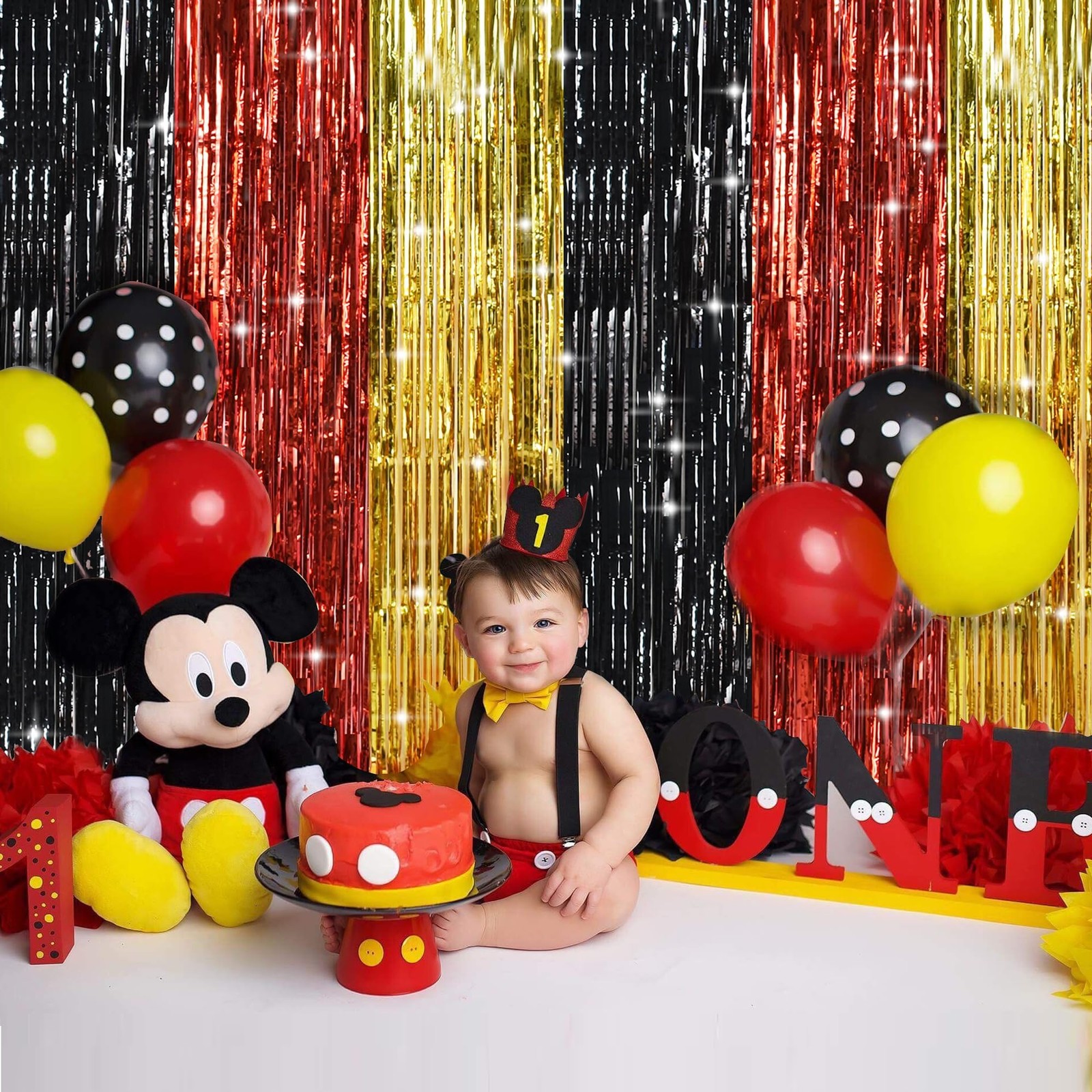 Black Red Gold Foil Fringe Curtain Metallic Door Streamers Backdrop Props
