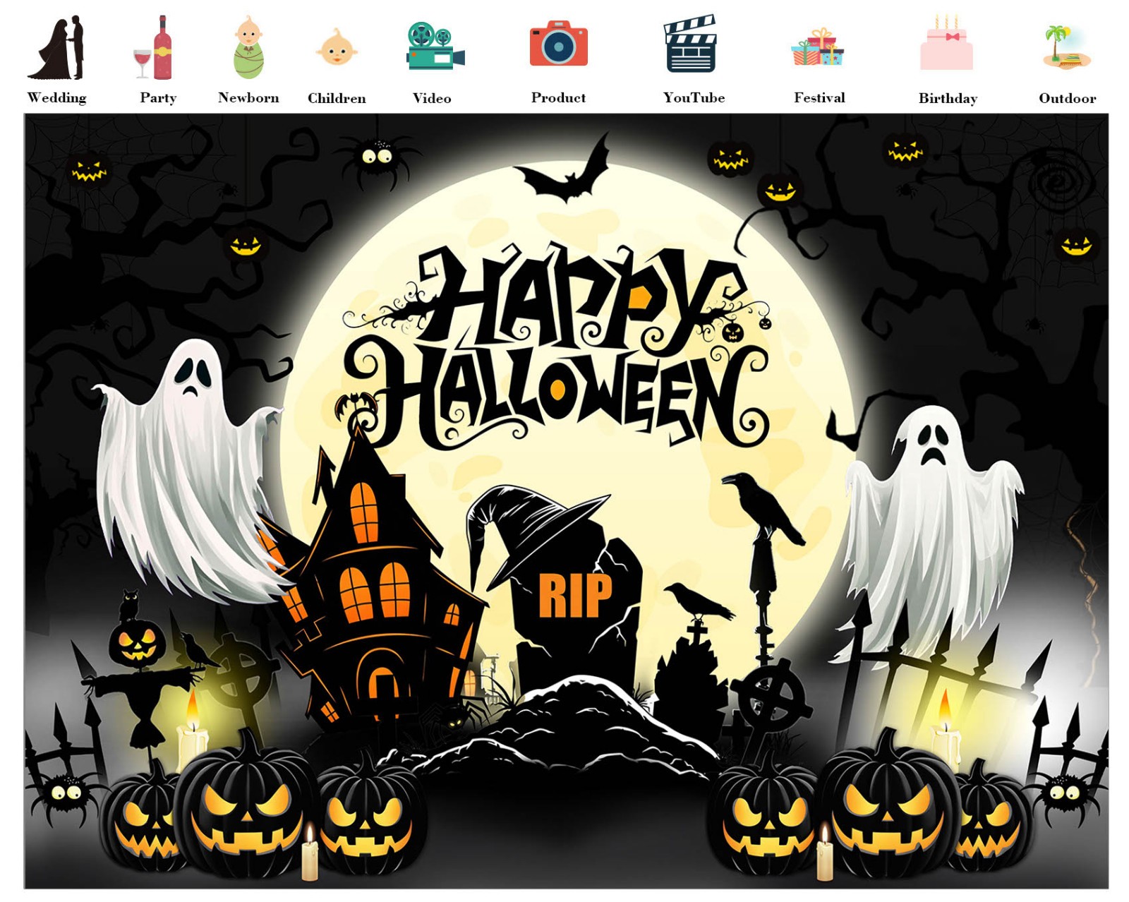 10x8ft Halloween Backdrop Spooky Haunted House Ghost Background for Photography