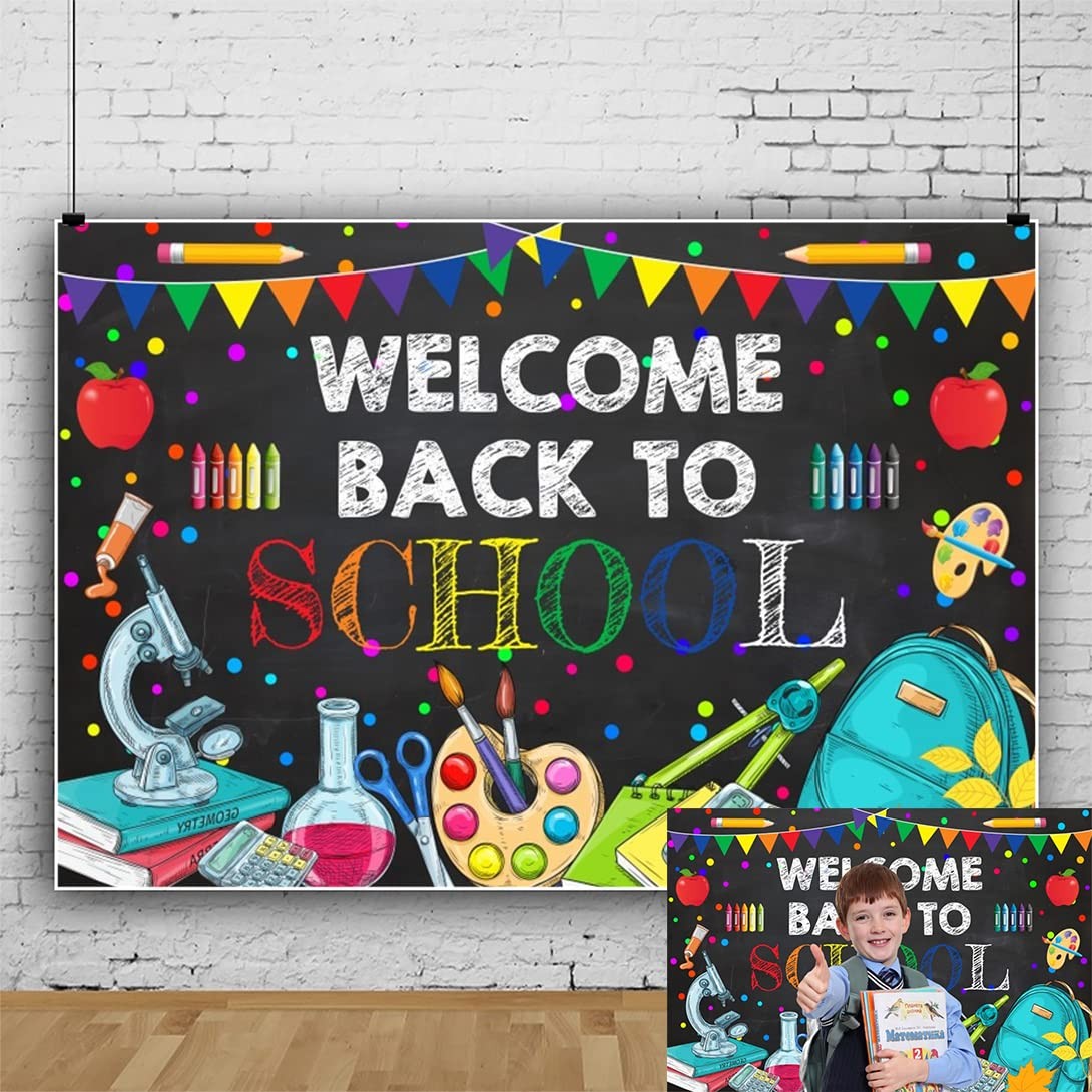 7x5ft Welcome Back to School Backdrop Colorful Teachers Students Online Teach…
