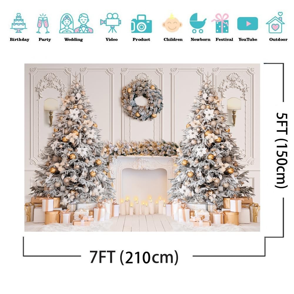 XEYSM 7x5ft Christmas Interior Photography Backdrop White 7x5ft,