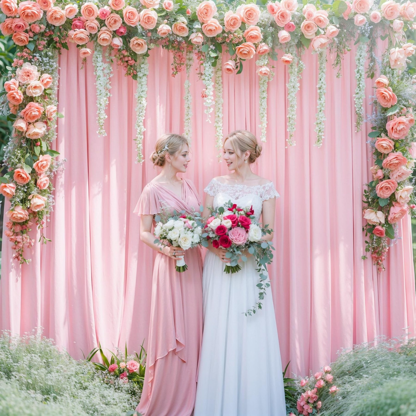 8x10ft Pink WrinkleFree Polyester Photography Backdrop Curtains Drapes