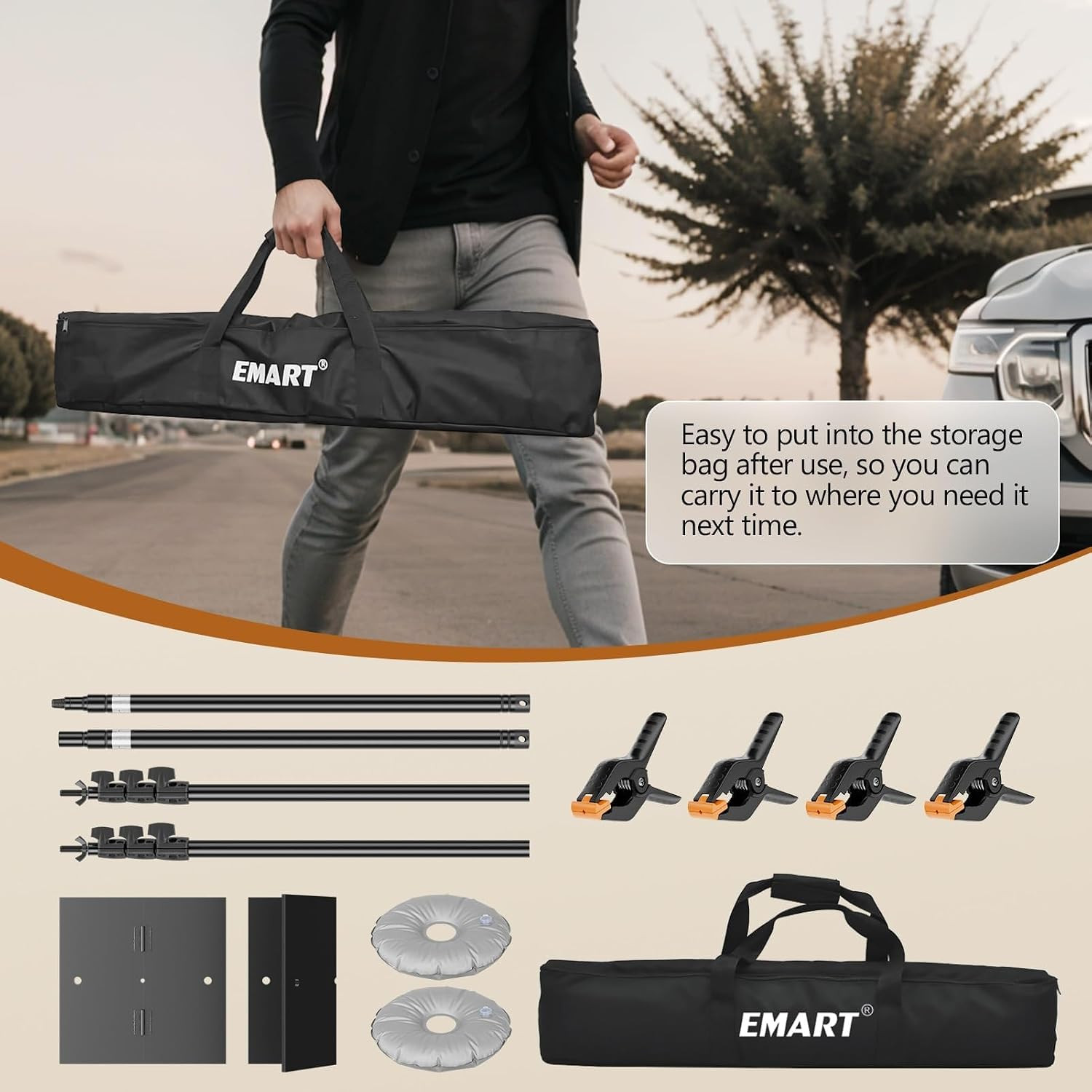 EMART Backdrop Stand, 8.5Ft Height 10Ft Width Adjustable Photography Background