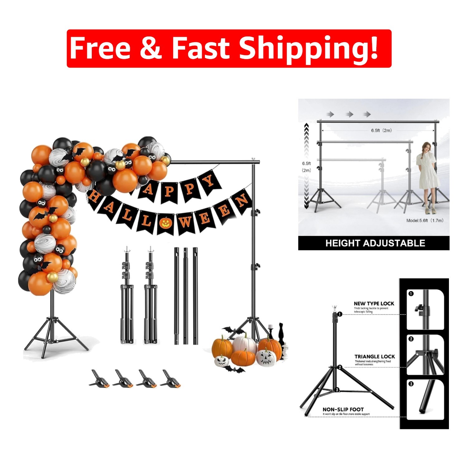 Telescoping 6.5×6.5 FT Photo Background Stand – Multi-Purpose Support for Events