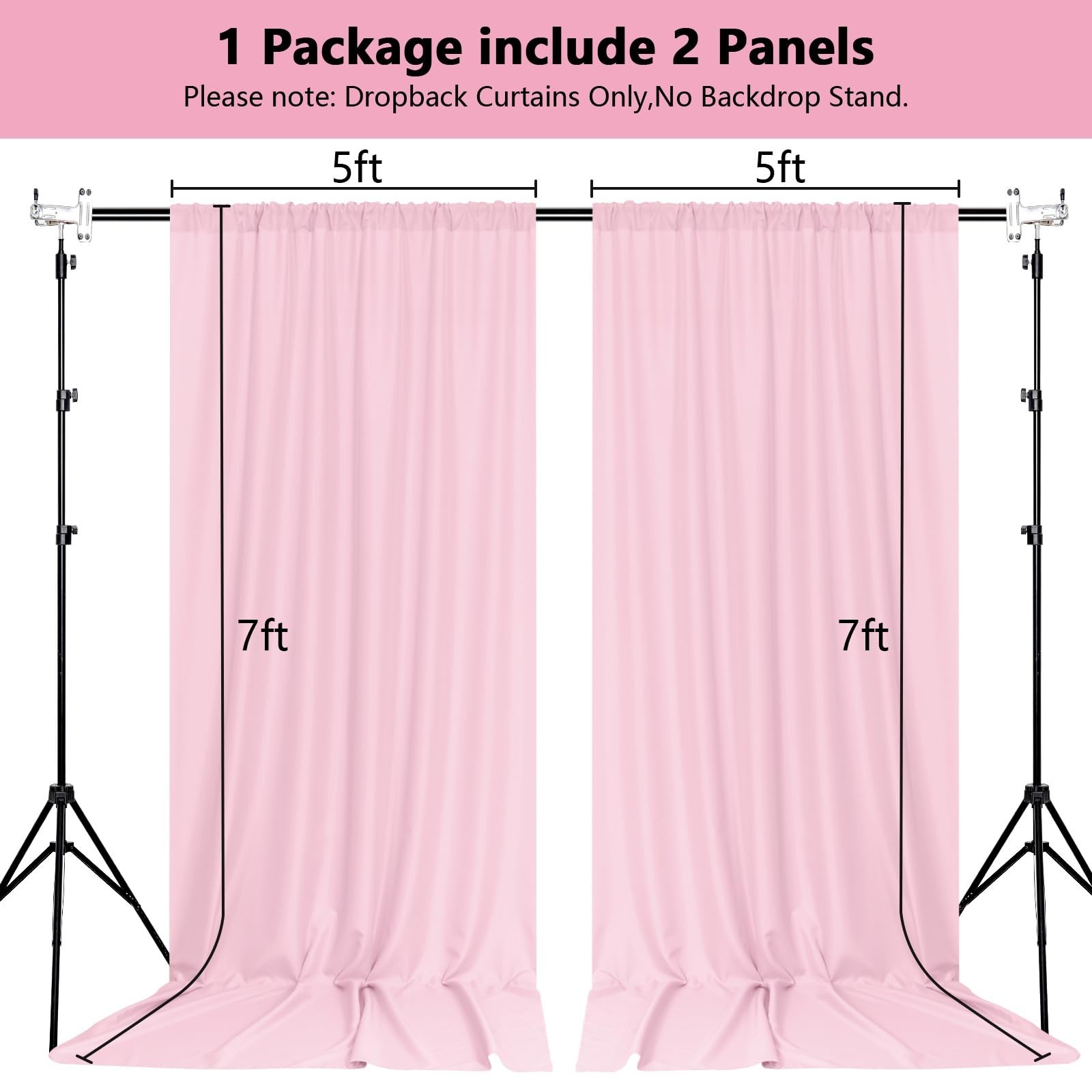 Pink Backdrop Curtain for Parties – 5ft x 7ft Rod Pocket Drapes for Photography,