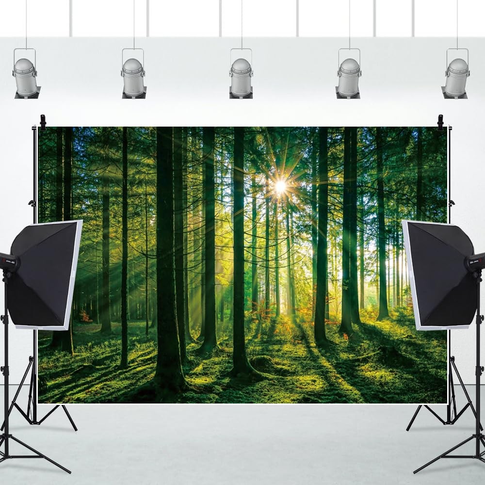 7x5ft Green Forest Backdrop for Photography, Camping, Nature, Woodland, Lands…