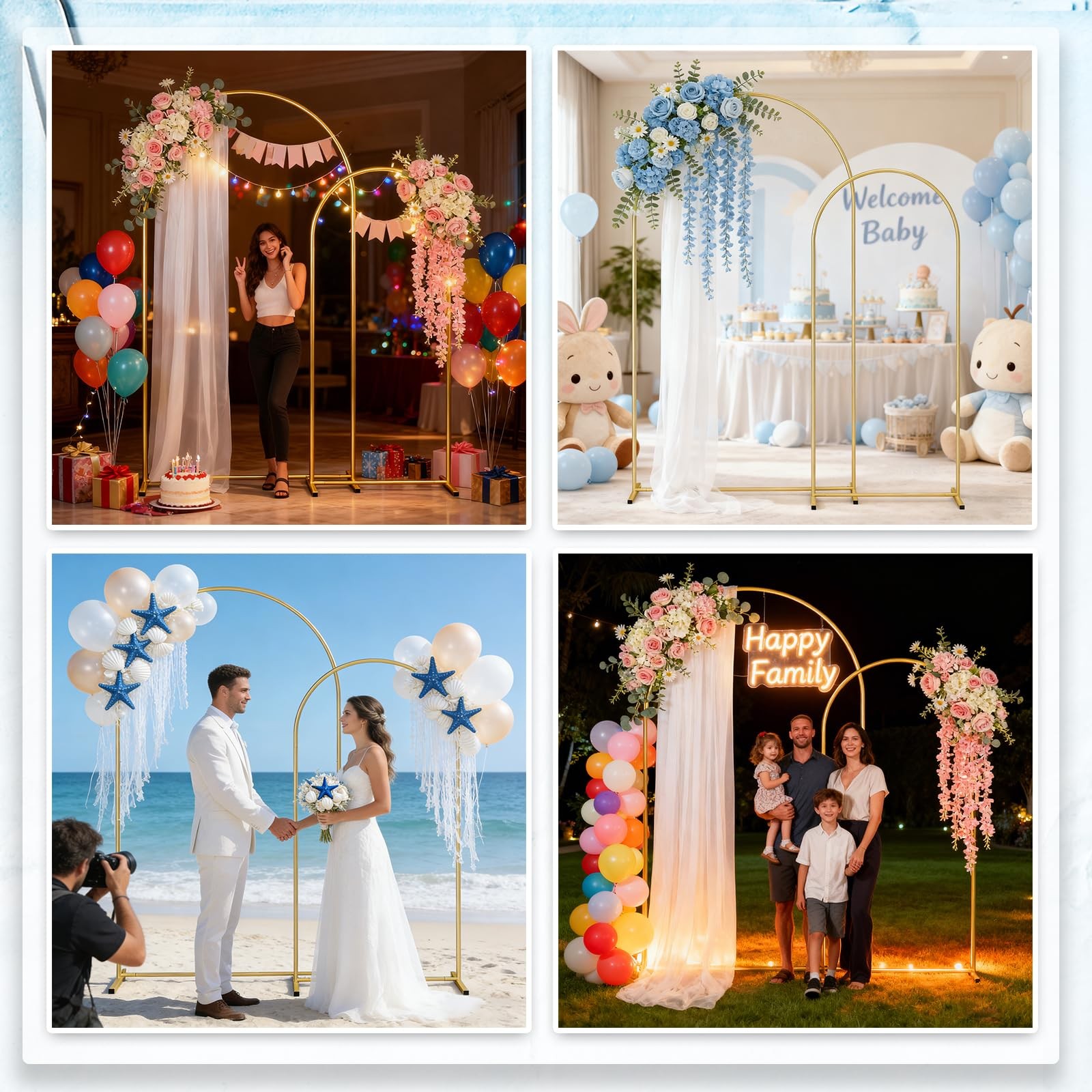 Metal Arch Backdrop Stand 7.2FT+6FT: Wedding Arch Frame for Ceremony Balloon …