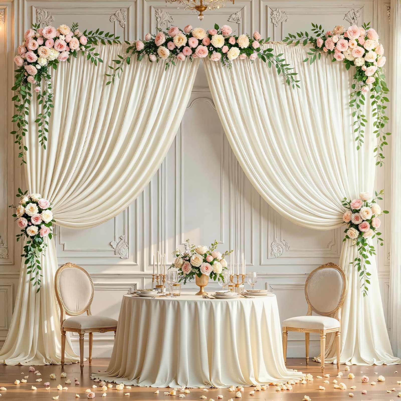 10x10ft Ivory Backdrop Curtain Panels Parties Photo Wedding Fabric Drapes