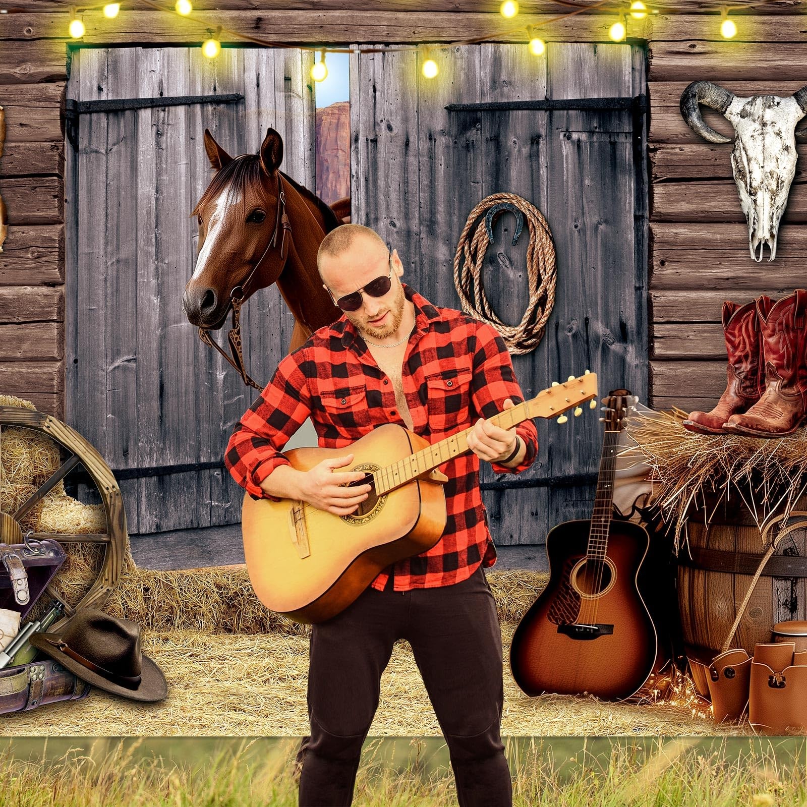 Western Party Backdrop Western Cowboy Party Decoration Supply Wild 7 x 5 ft