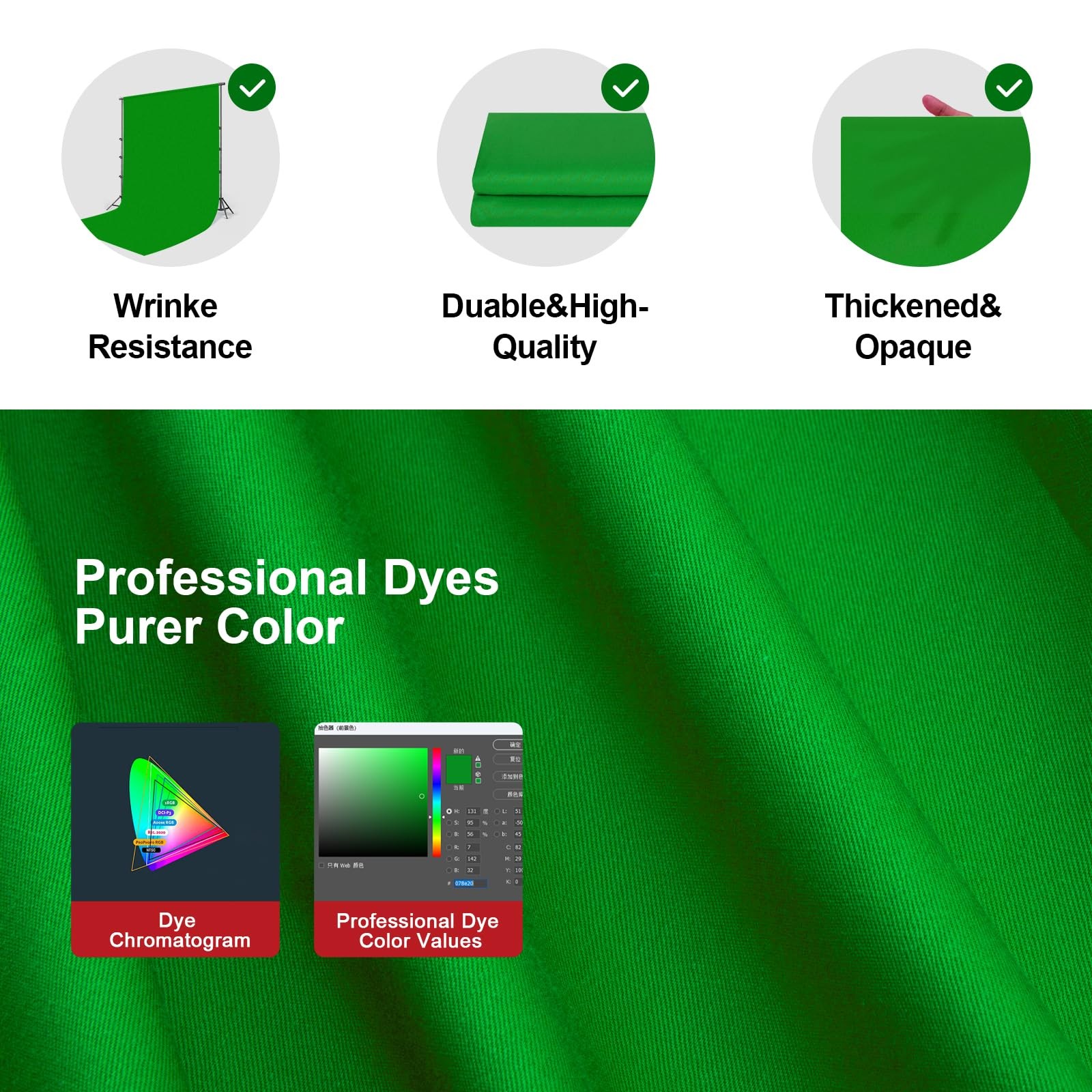 BEIYANG 10 Ft x 12 Photography Backdrop Green Screen, 10x12ft,