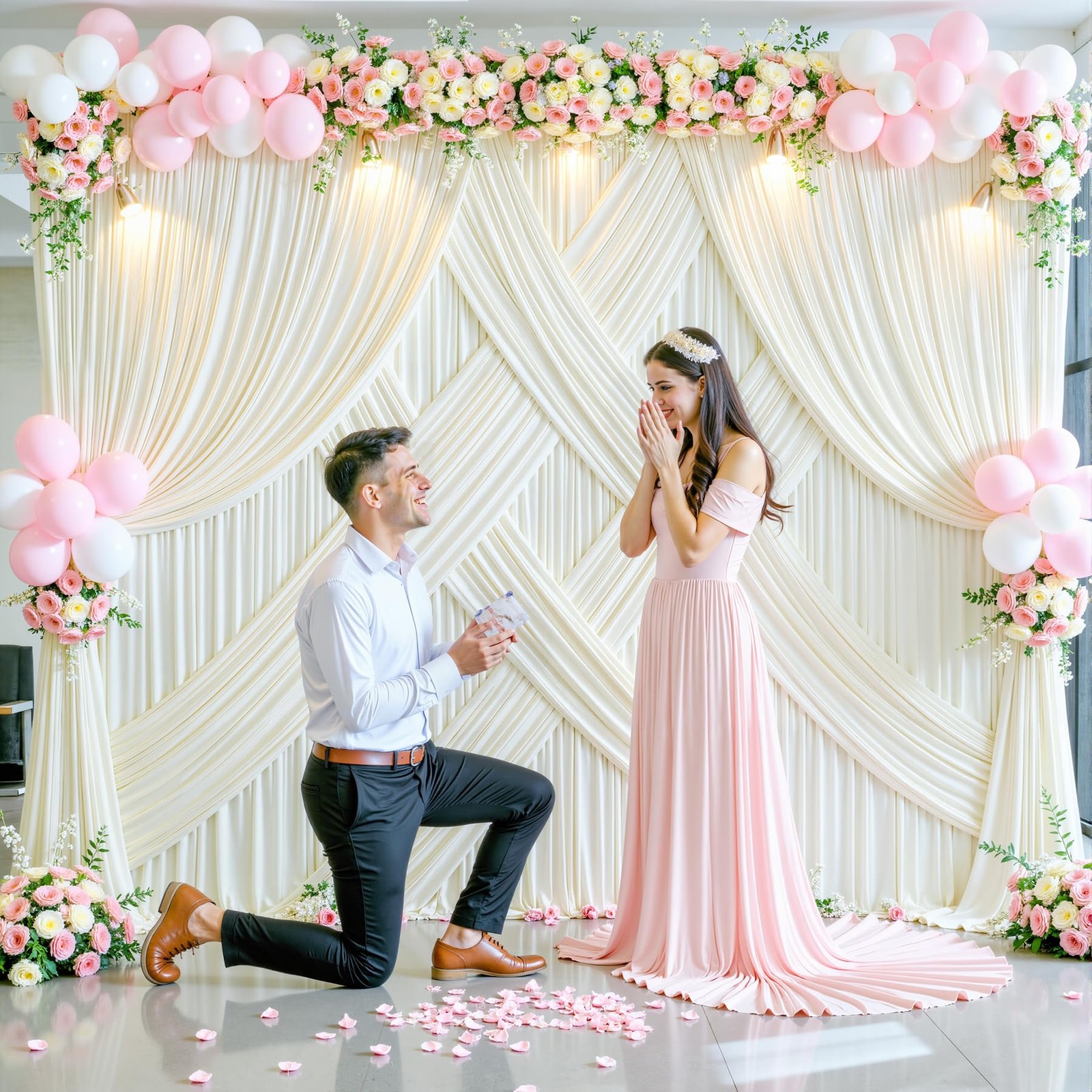10ft x 10ft Ivory Backdrop Curtain for Wedding Ivory Free Backdrop Drapes Pan…