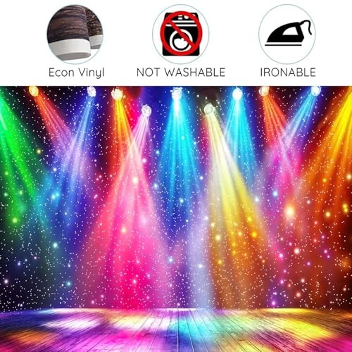 20X10ft Rainbow Stage Backdrop 1980s Colorful Disco Photography 20X10FT Multi8
