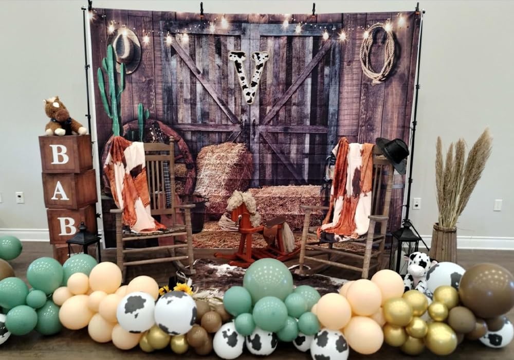 Alltten 7x5ft Western Cowboy Backdrop Party Decorations 7x5FT, Brown