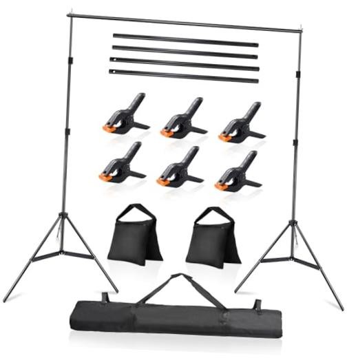 Photo Video Studio 10x7Ft (WxH) Adjustable Background Stand Backdrop black