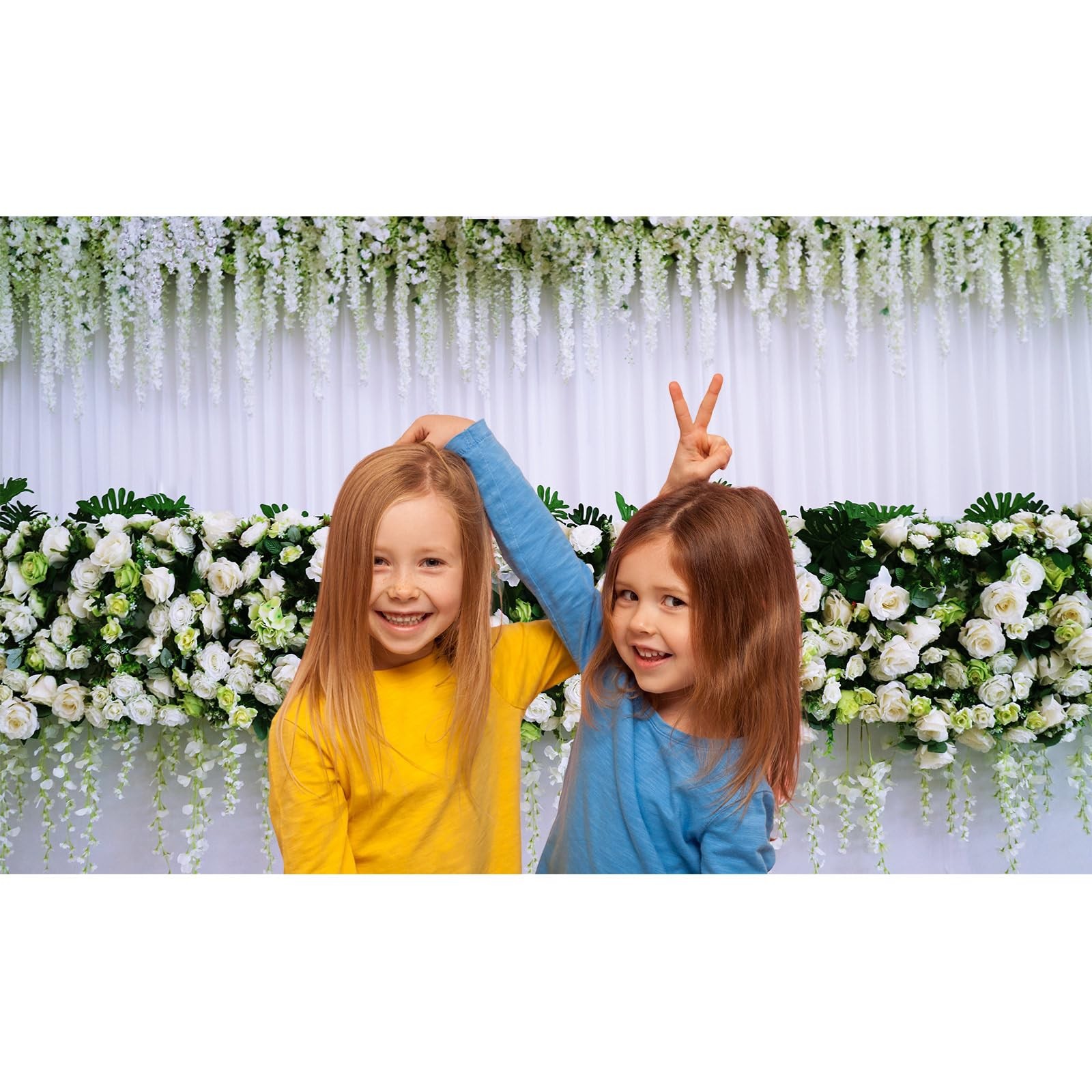 7x5FT Wedding Party Backdrop Art White Bouquet Flower Fabric Photo Background