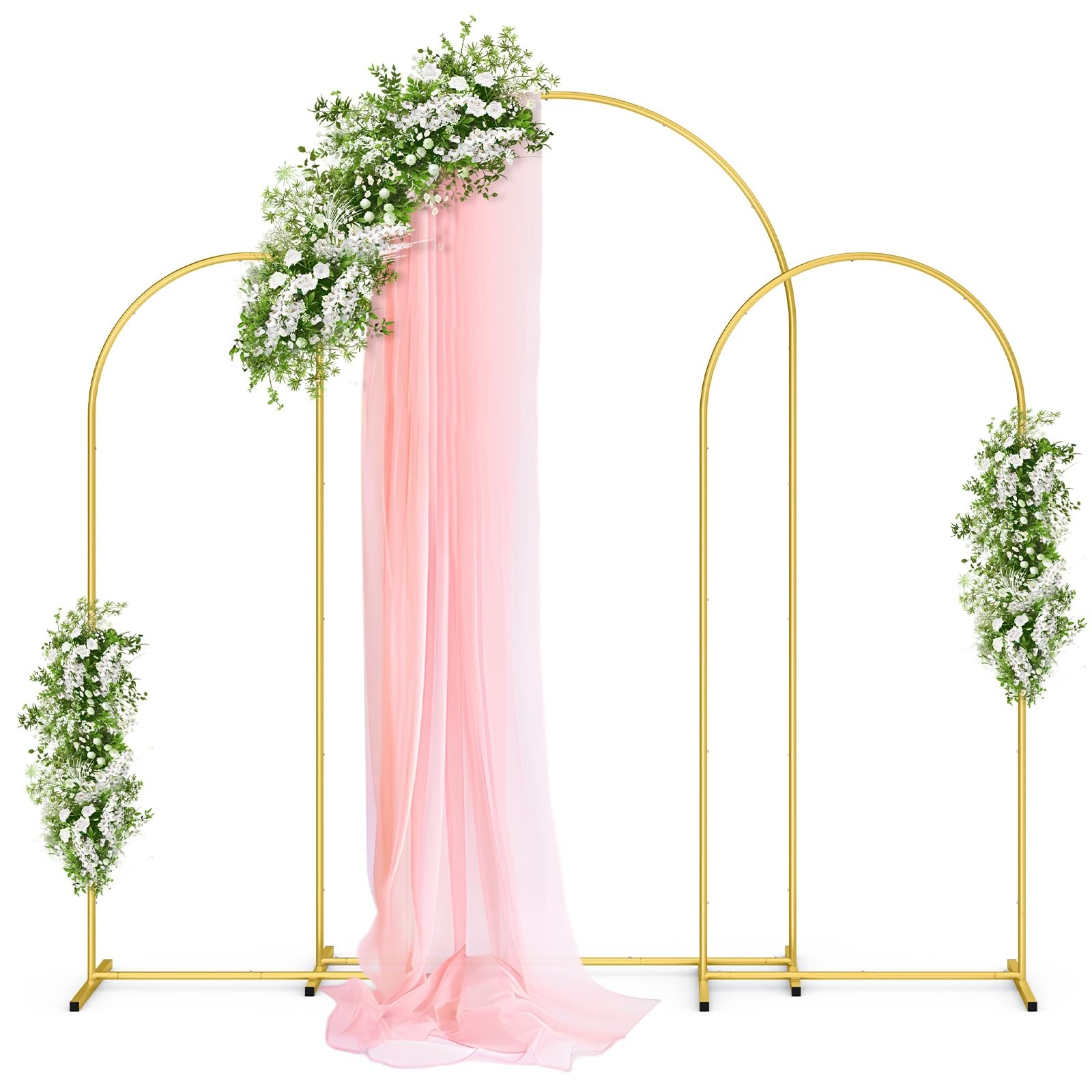 Gold Metal Arch Backdrop Stand Set of 3 (7.2ft & 6.0ft & 6.0ft), Wedding Ball…