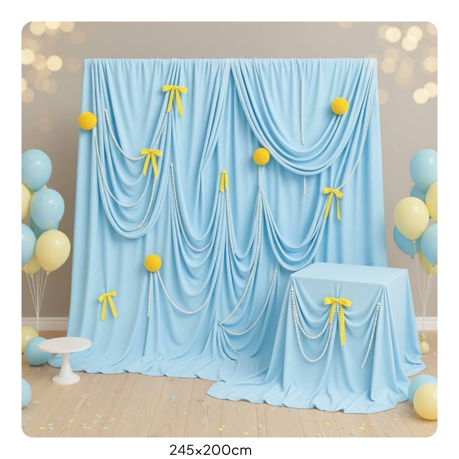 Bowknot Background Material Easy to Set Up Pleated Backdrop Cloth for Wedding