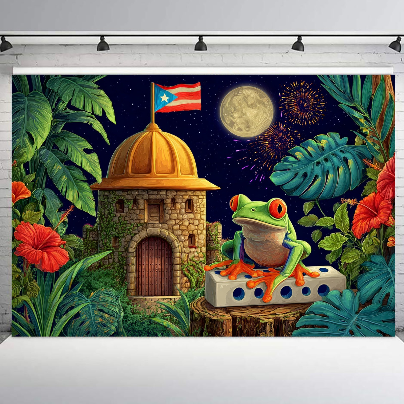 10x8ft Puerto Rico Flag Backdrop Banner for Indoor Outdoor Party Background