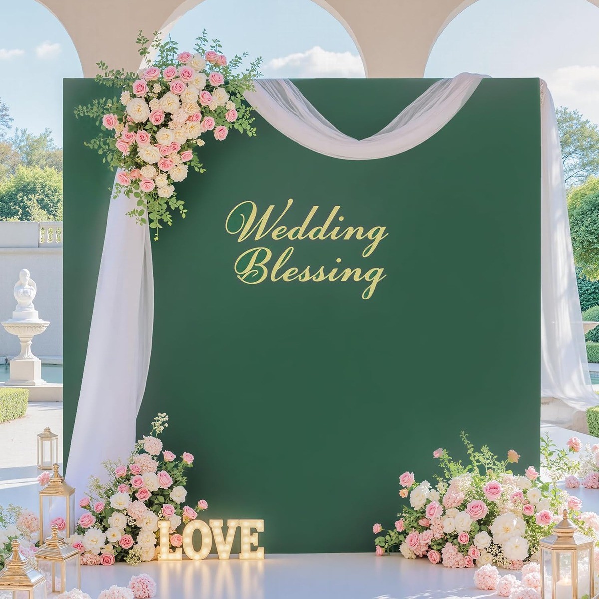 6.6×6.6 Ft Hunter Green Square Arch Spandex Backdrop Cover Party Photo