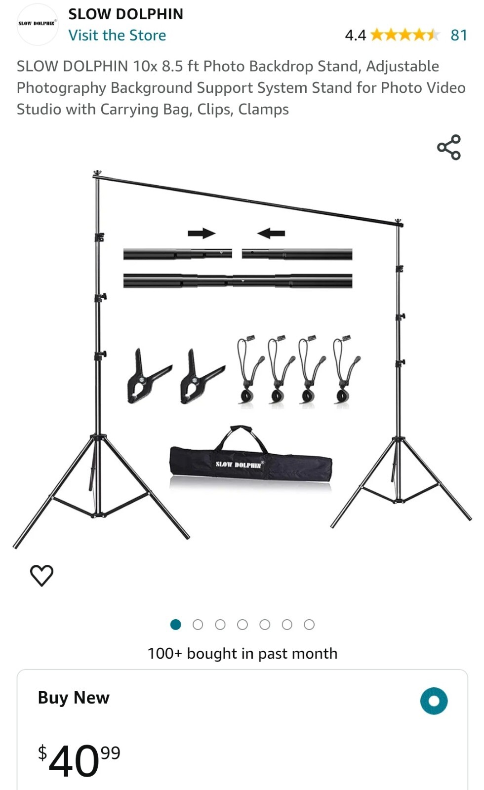SLOW DOLPHIN 10x 8.5 ft Photo Backdrop Stand Adjustable Photography