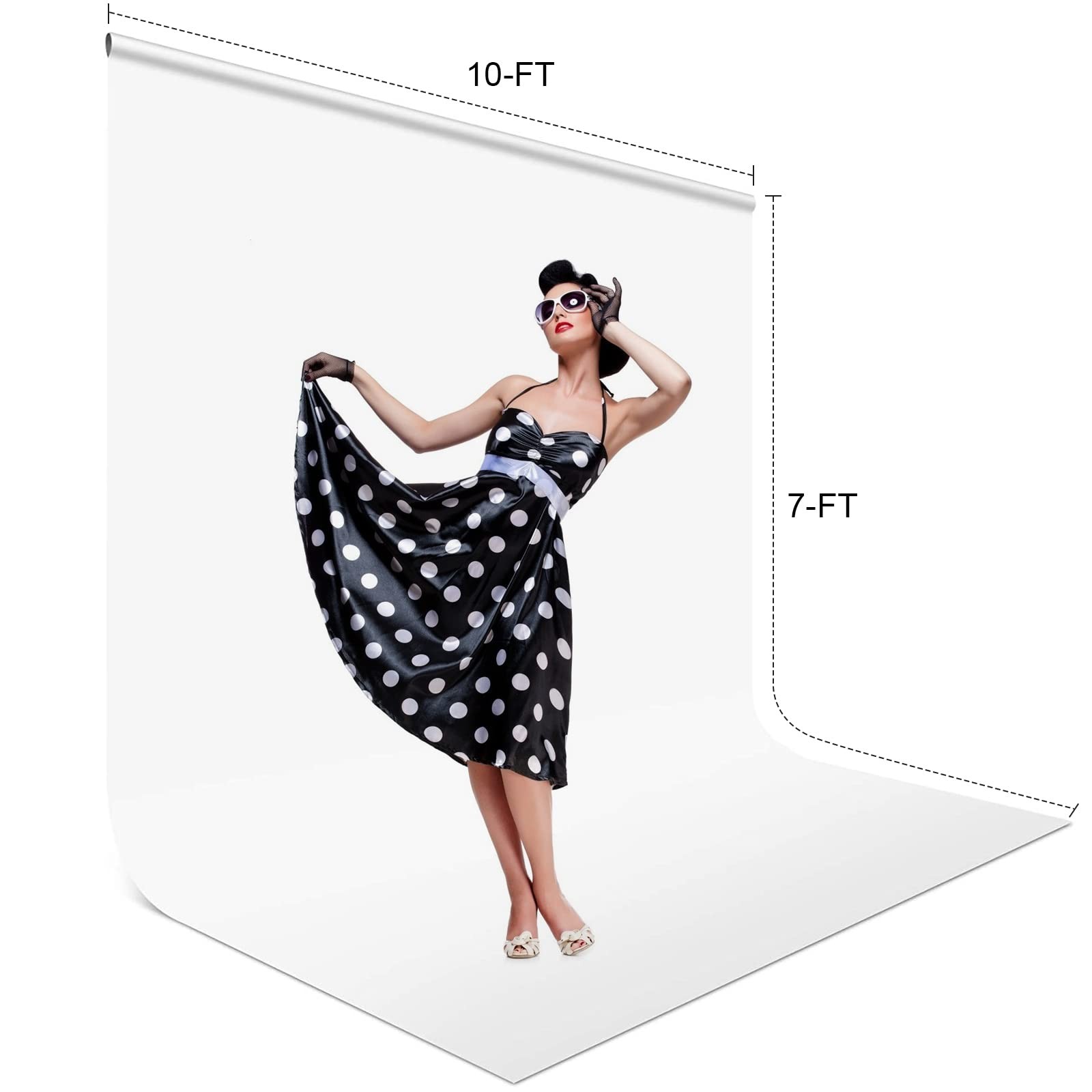 Aimosen 10 x 7 FT White Backdrop Background for Photography, 7 X 10 FT,