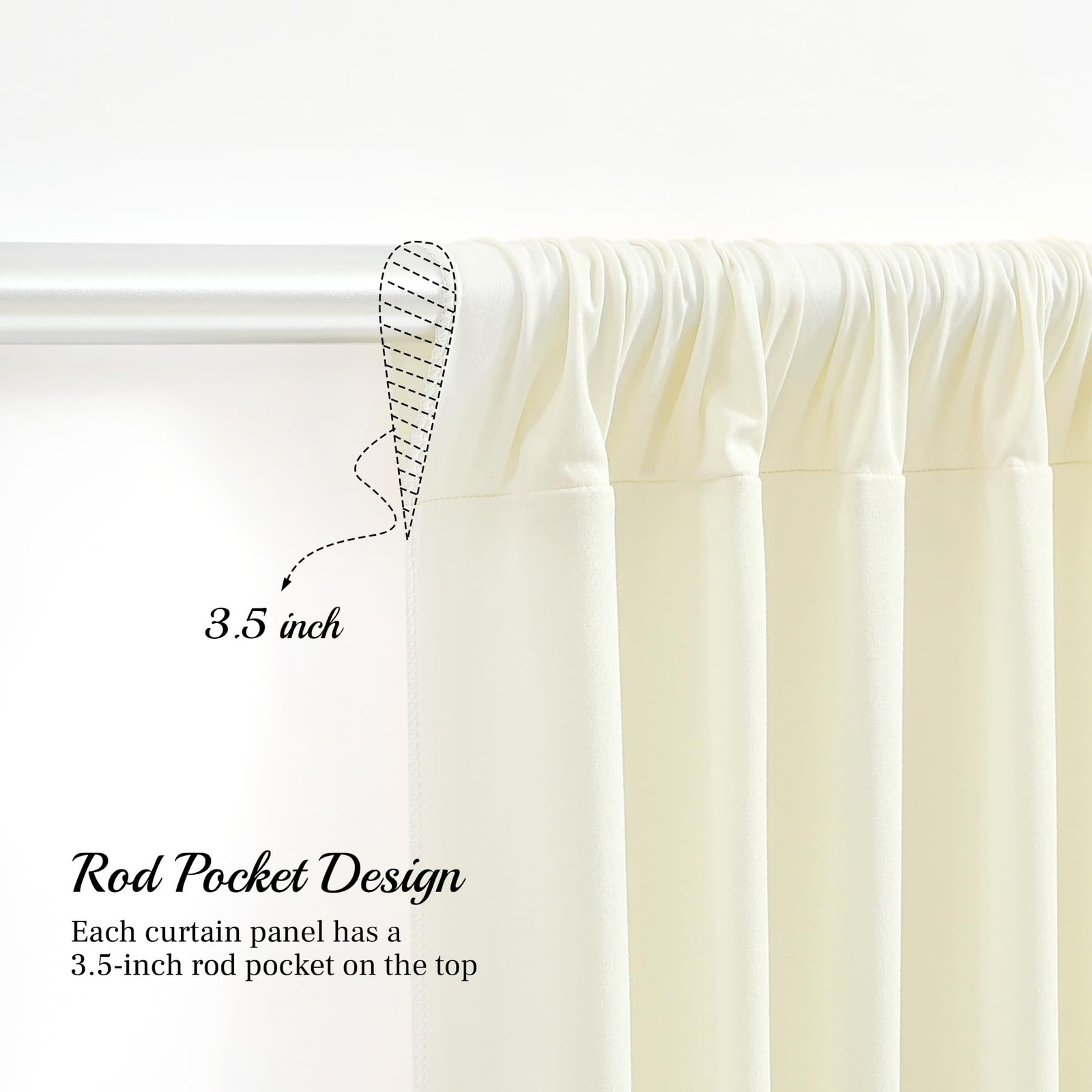 8×10 Ft Ivory Backdrop Curtains 2 Panels Wrinkle Free Polyester Hub