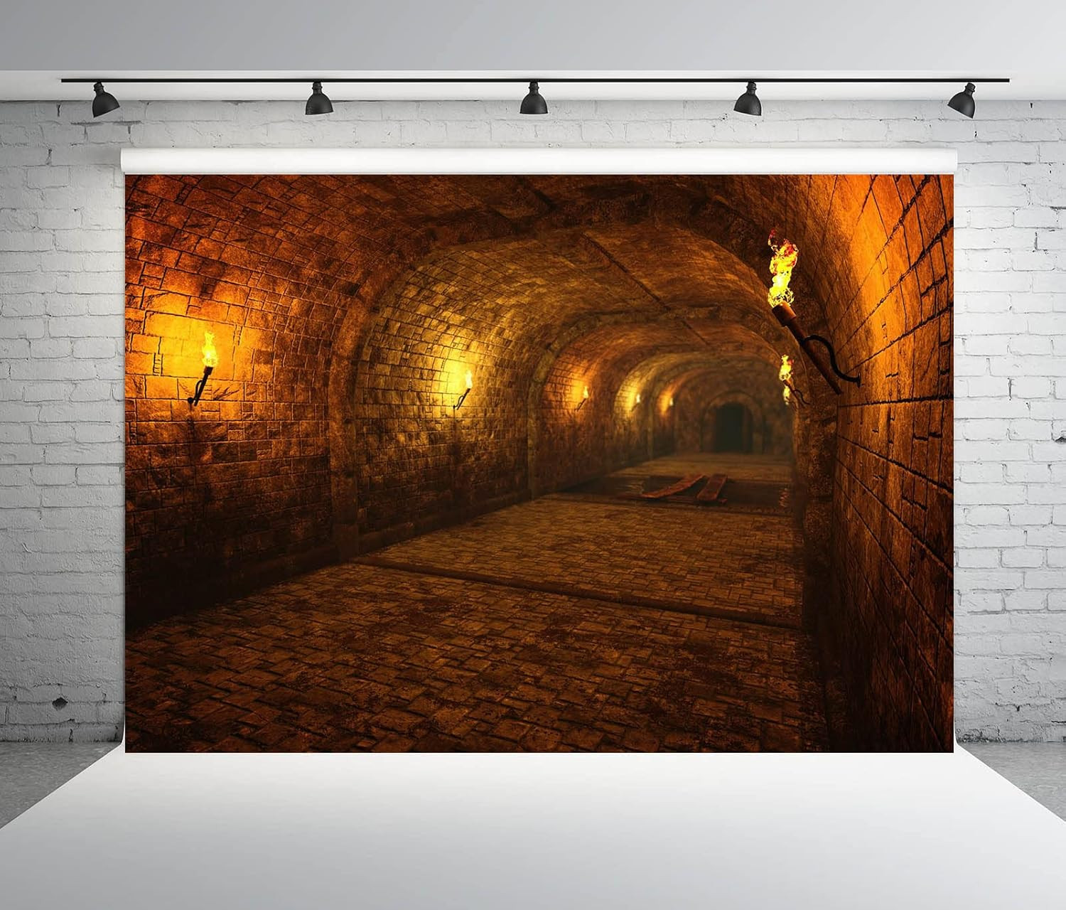 7X5Ft Fabric Medieval Castle Dungeon Backdrop Dark Underground Tunnel