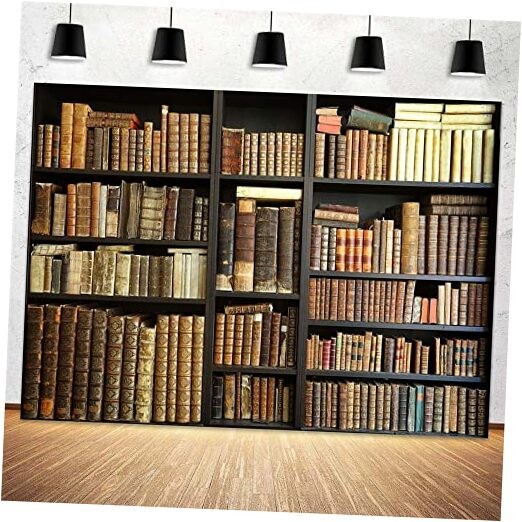 Bookshelf Backdrop Library Modern Retro Bookcase Photography 7X5FT Brown