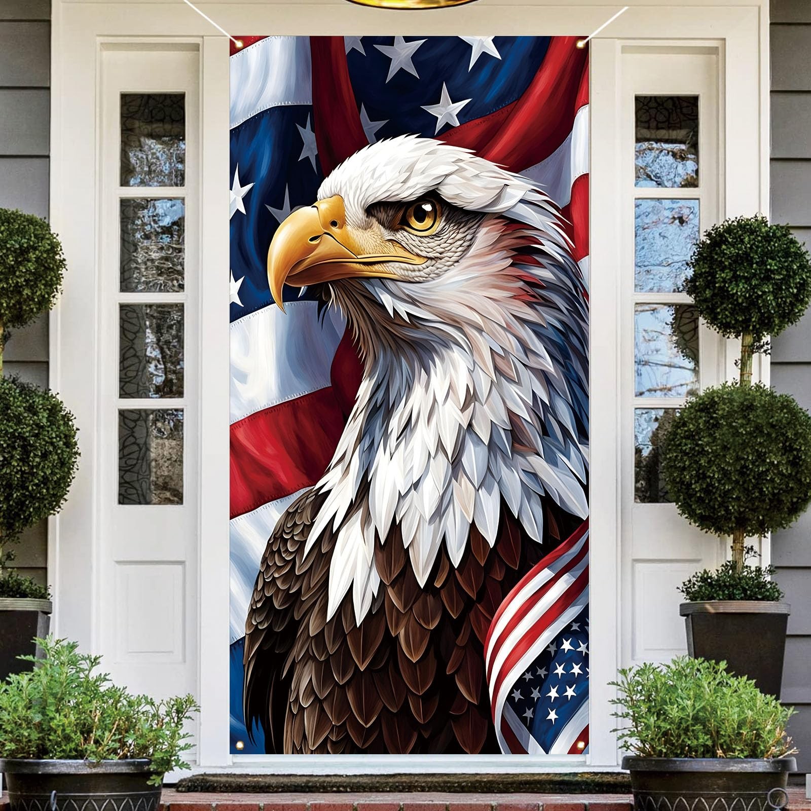 American Flag Eagle 72X36 Door Cover Banner 4th of July Outdoor Decor For Home
